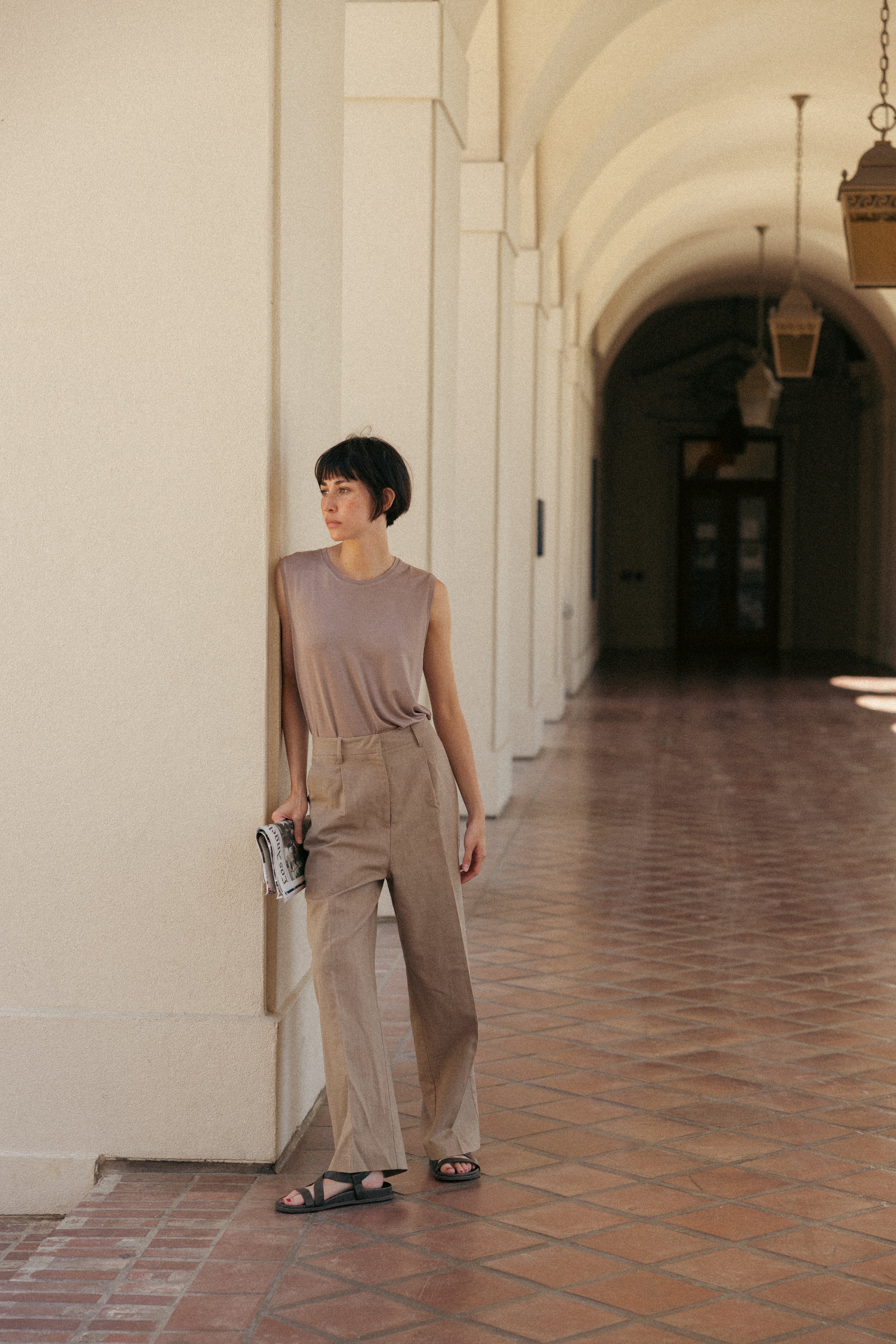 STUDIOS Sleeveless Tee in Stone