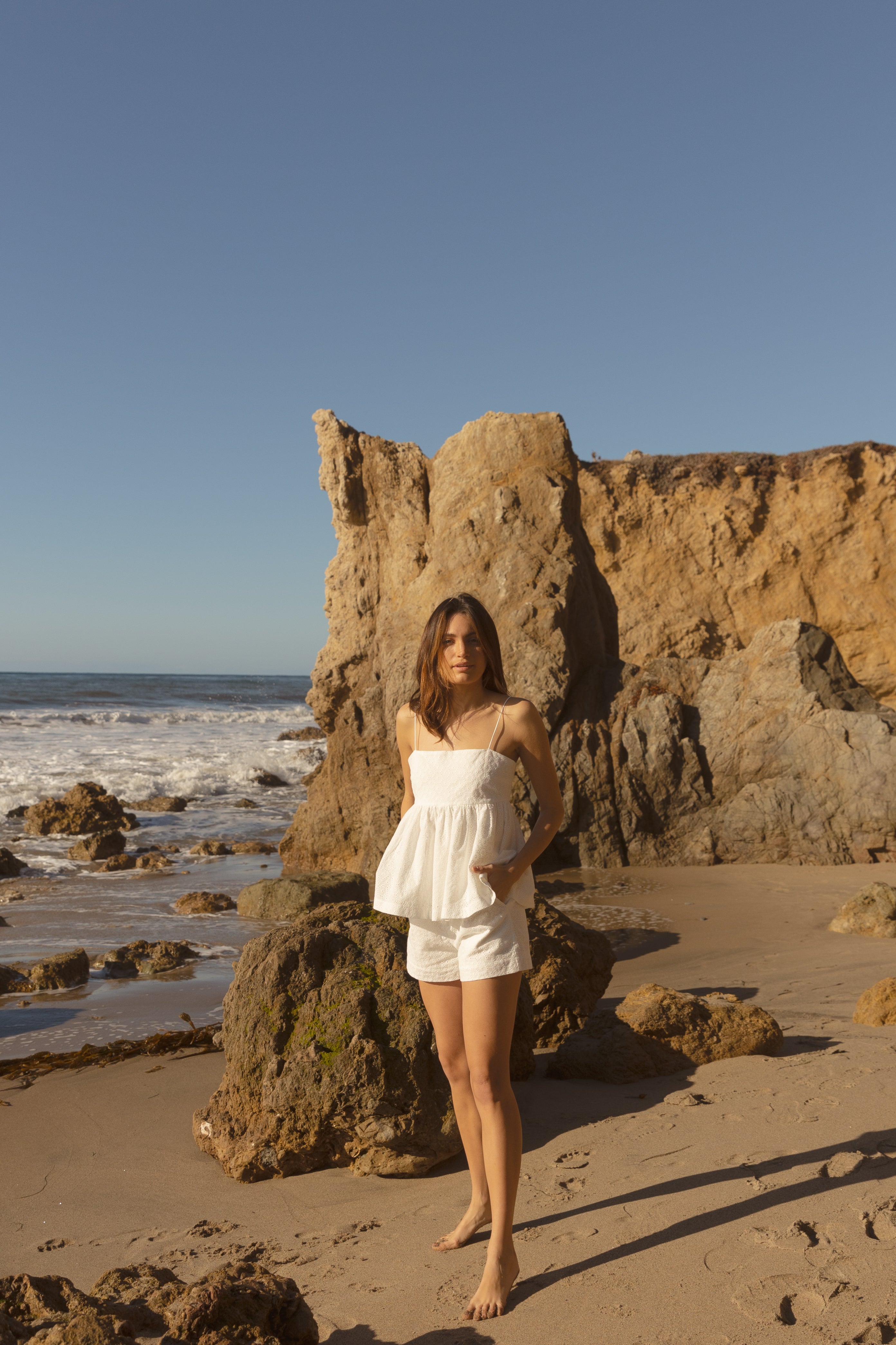 Cotton Crochet Cami Top in White