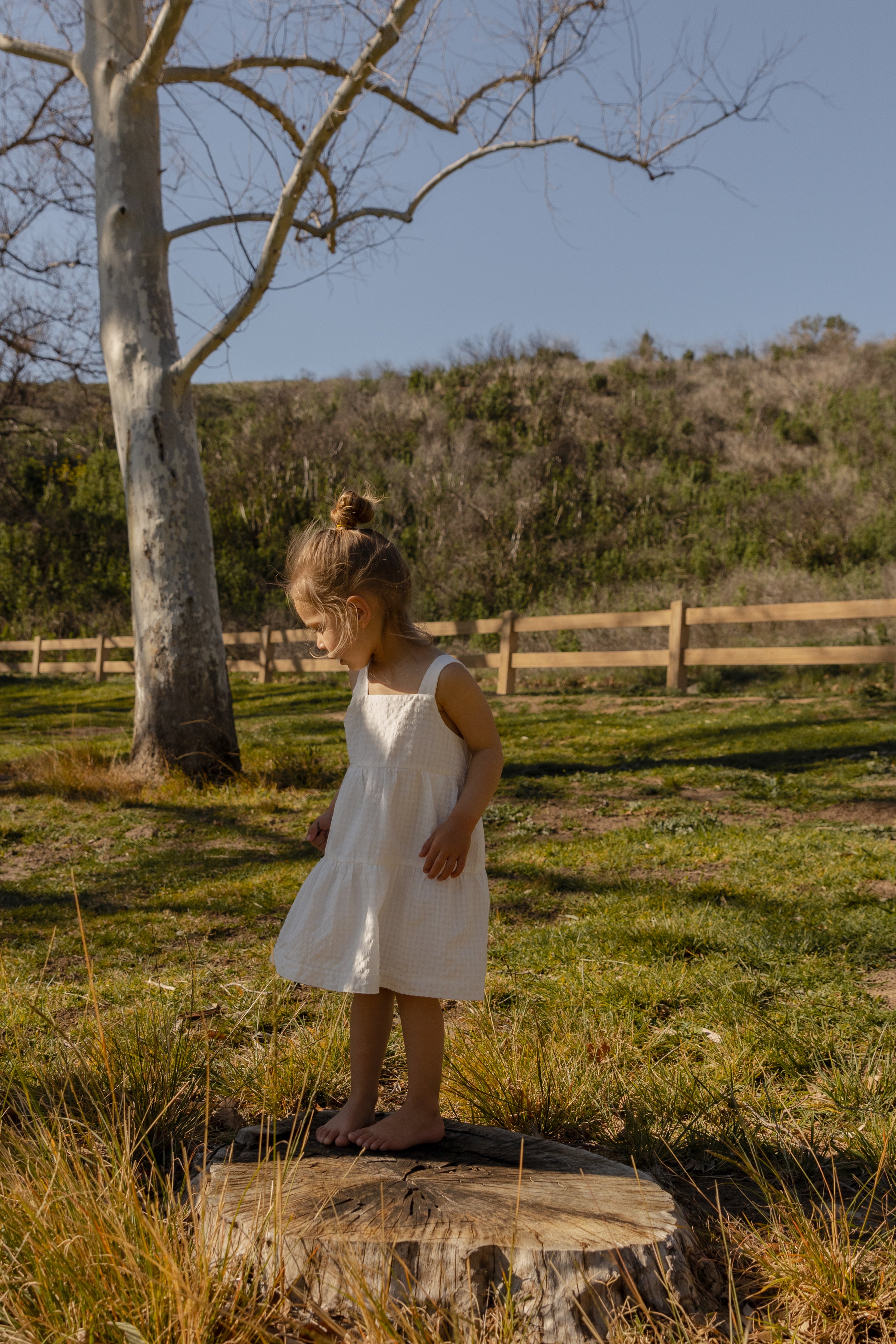 Mini Tiered Dress in Gingham White