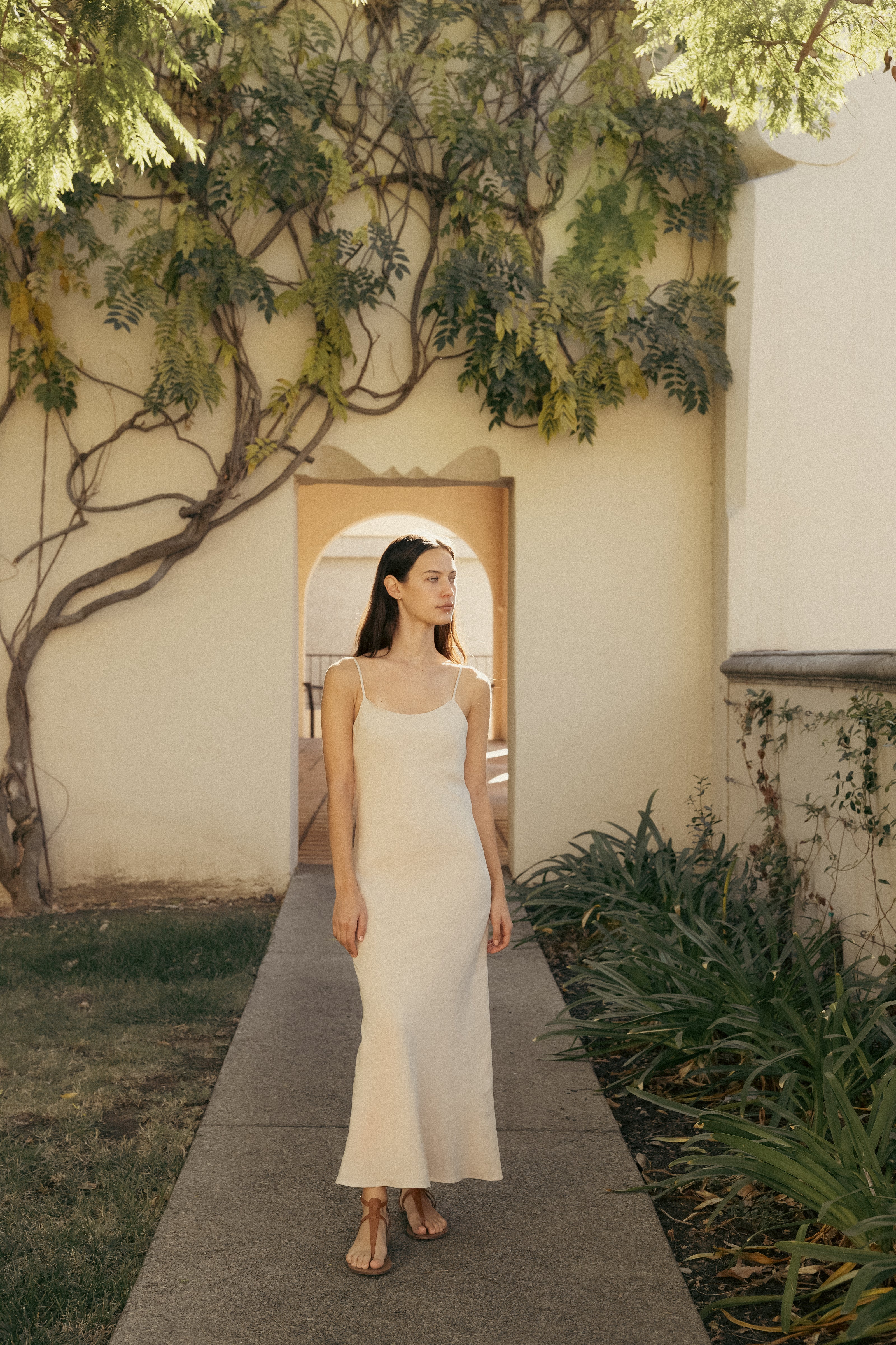 Linen Slip Dress in Oatmeal