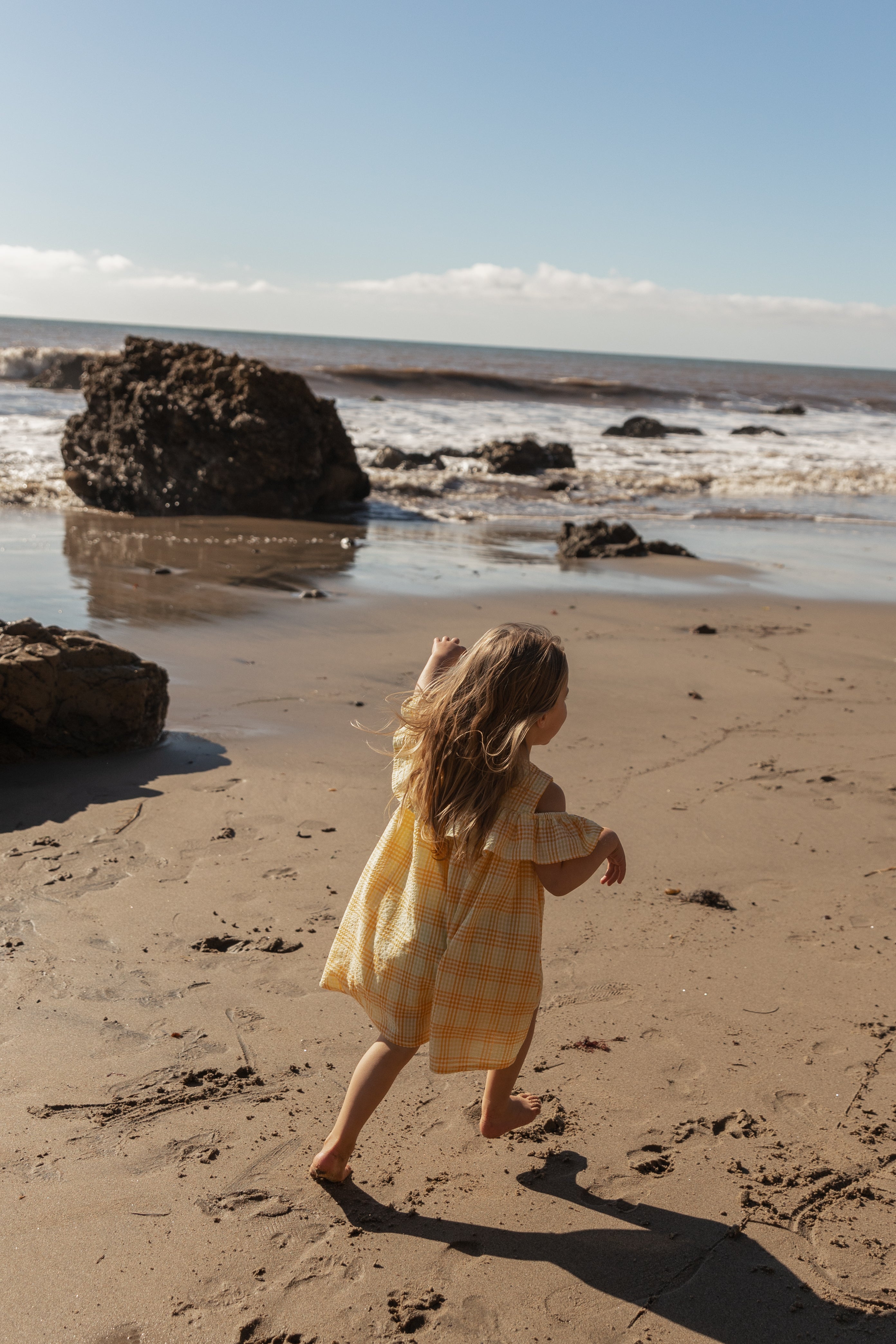 Mini Cotton Seersucker Dress in Sunrise