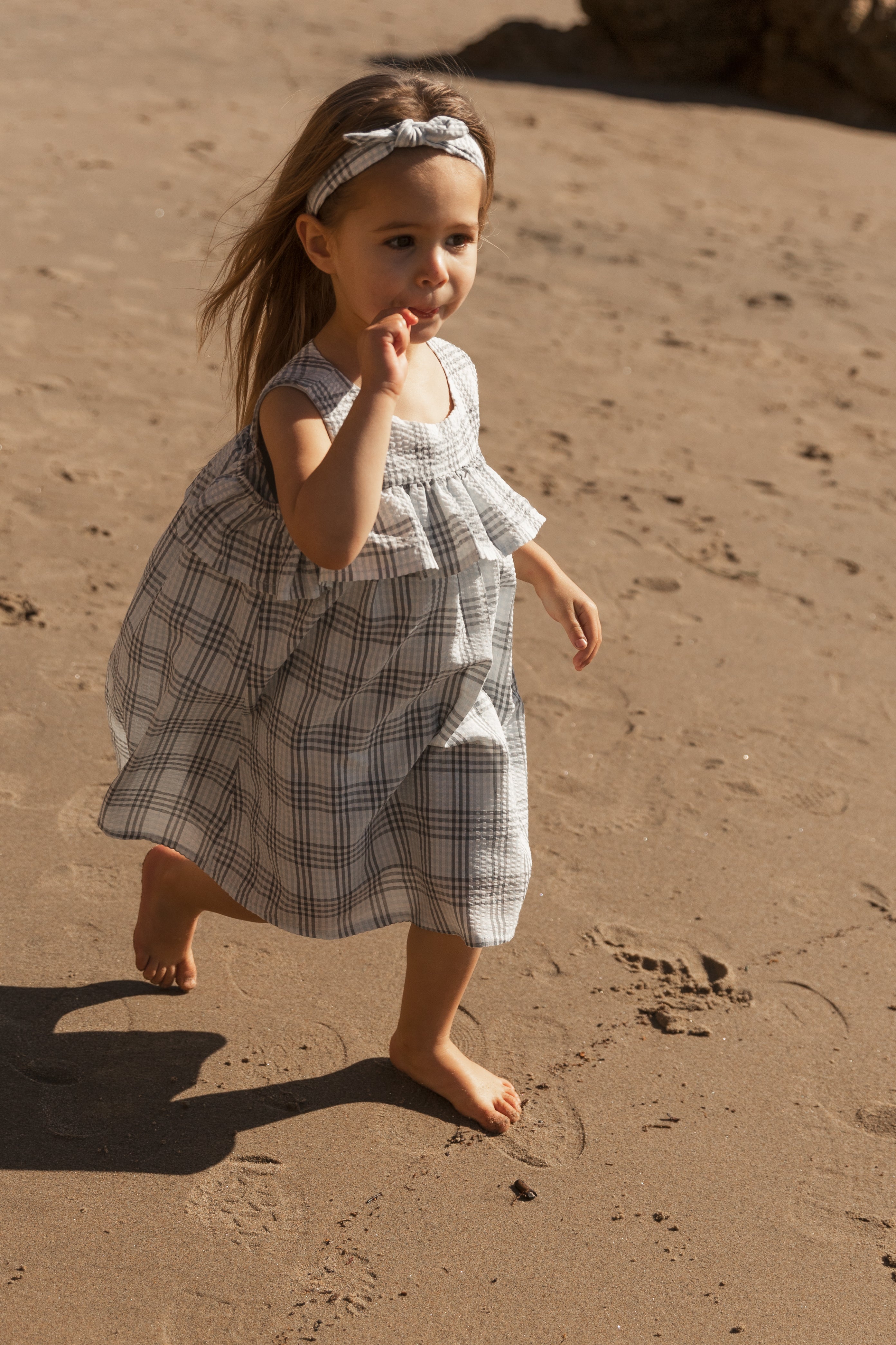 Mini Cotton Seersucker Dress in Mist