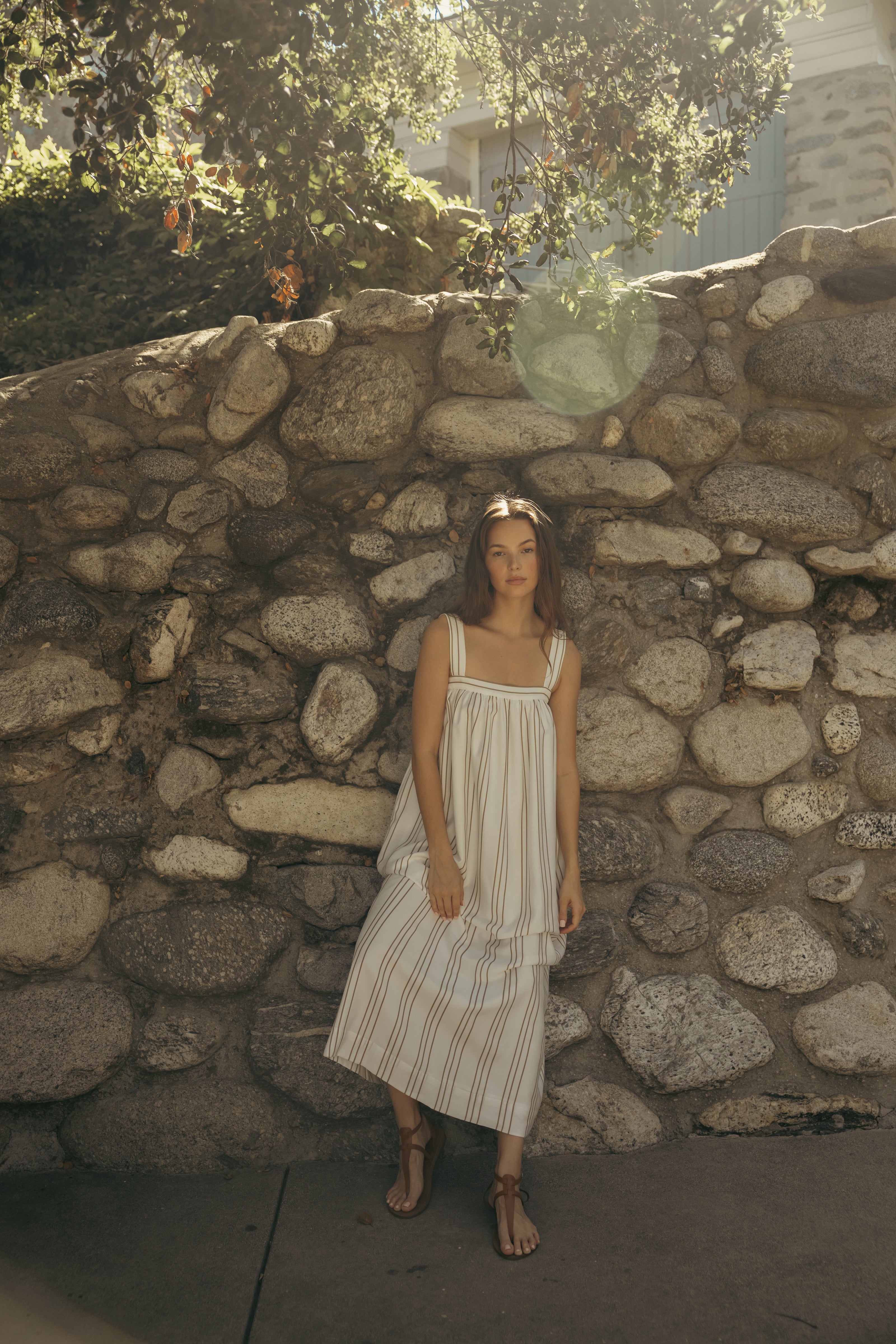 On the Hillside Maxi Dress in Stripe Tan