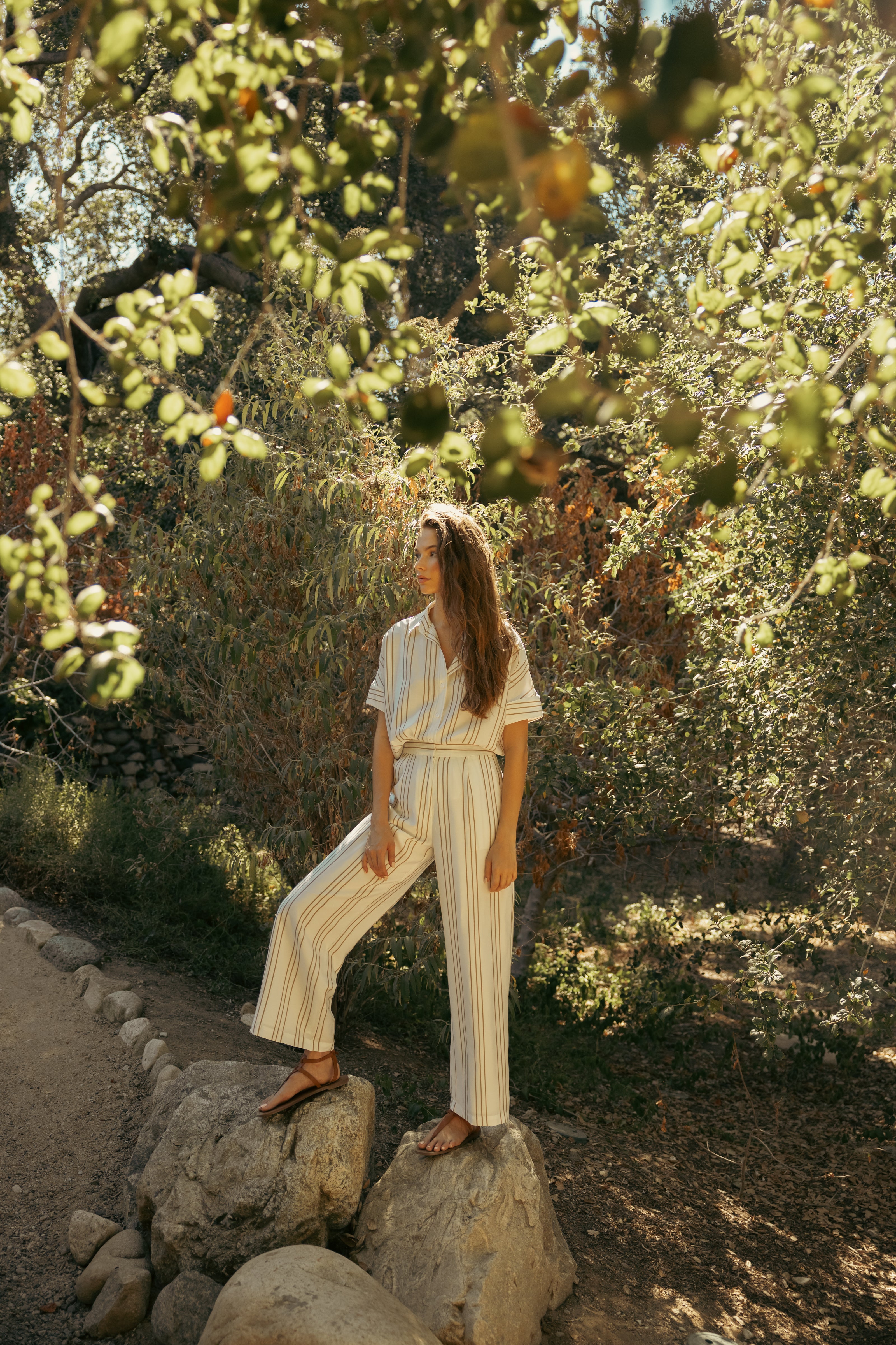 On the Hillside Pants in Stripe Tan