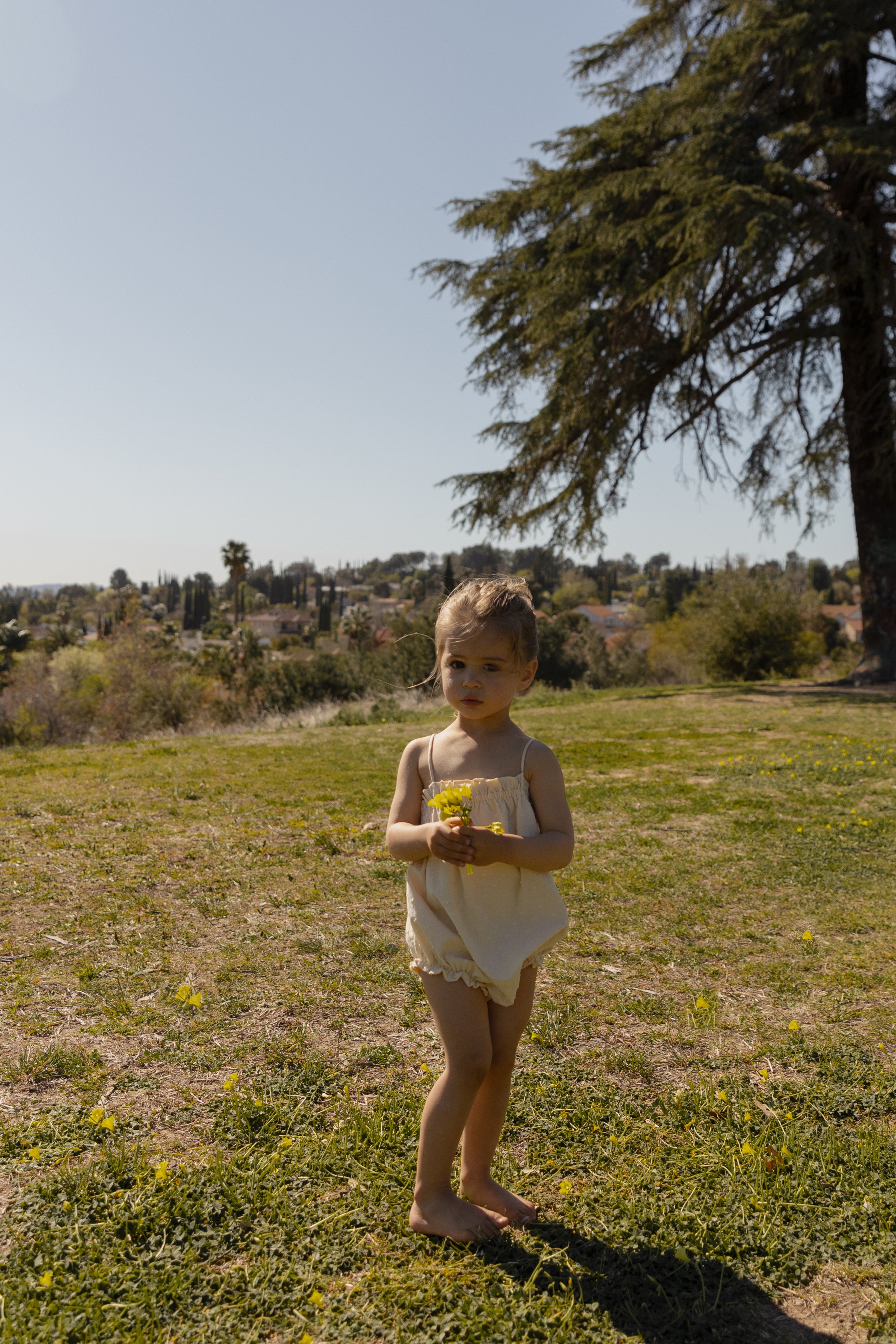 Mini Cotton Swiss Dot Romper in Vanilla