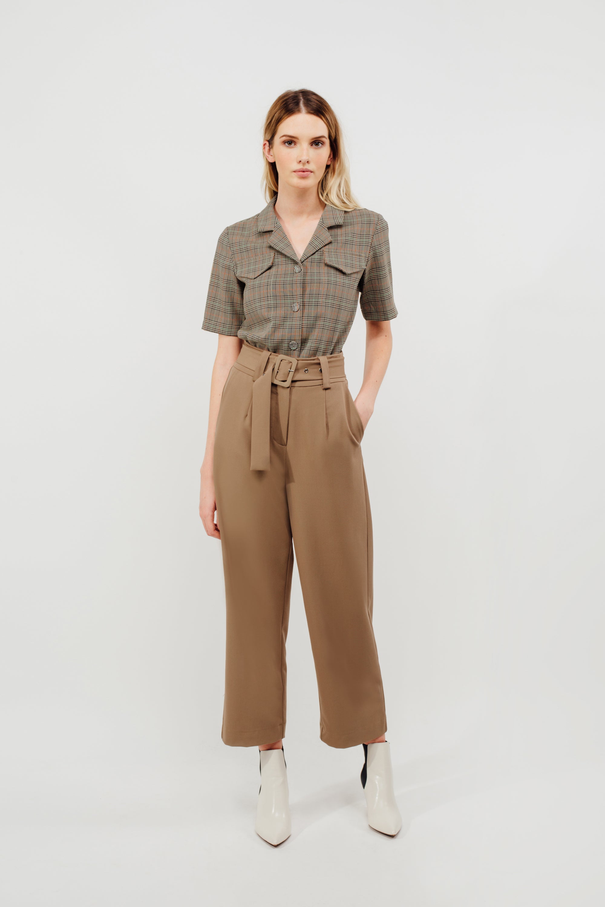 Camp Shirt With Sash In Multi Checked (Sale)