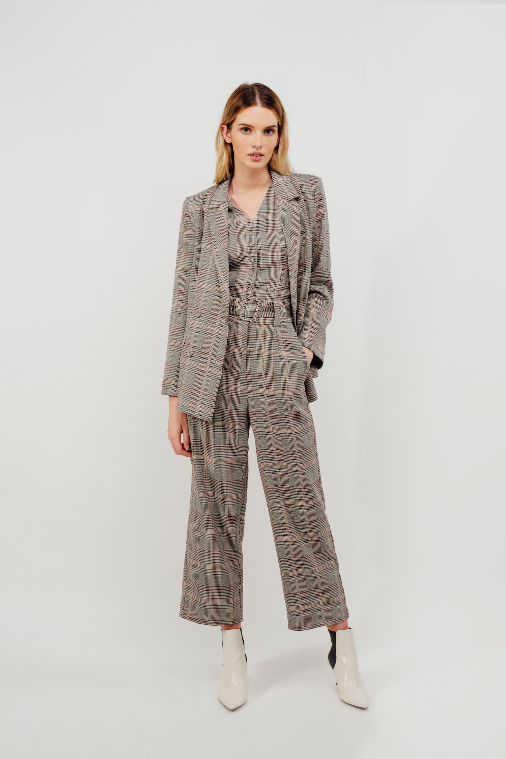 Classic Relaxed Fit Blazer in Rosewood Checked (Sale)