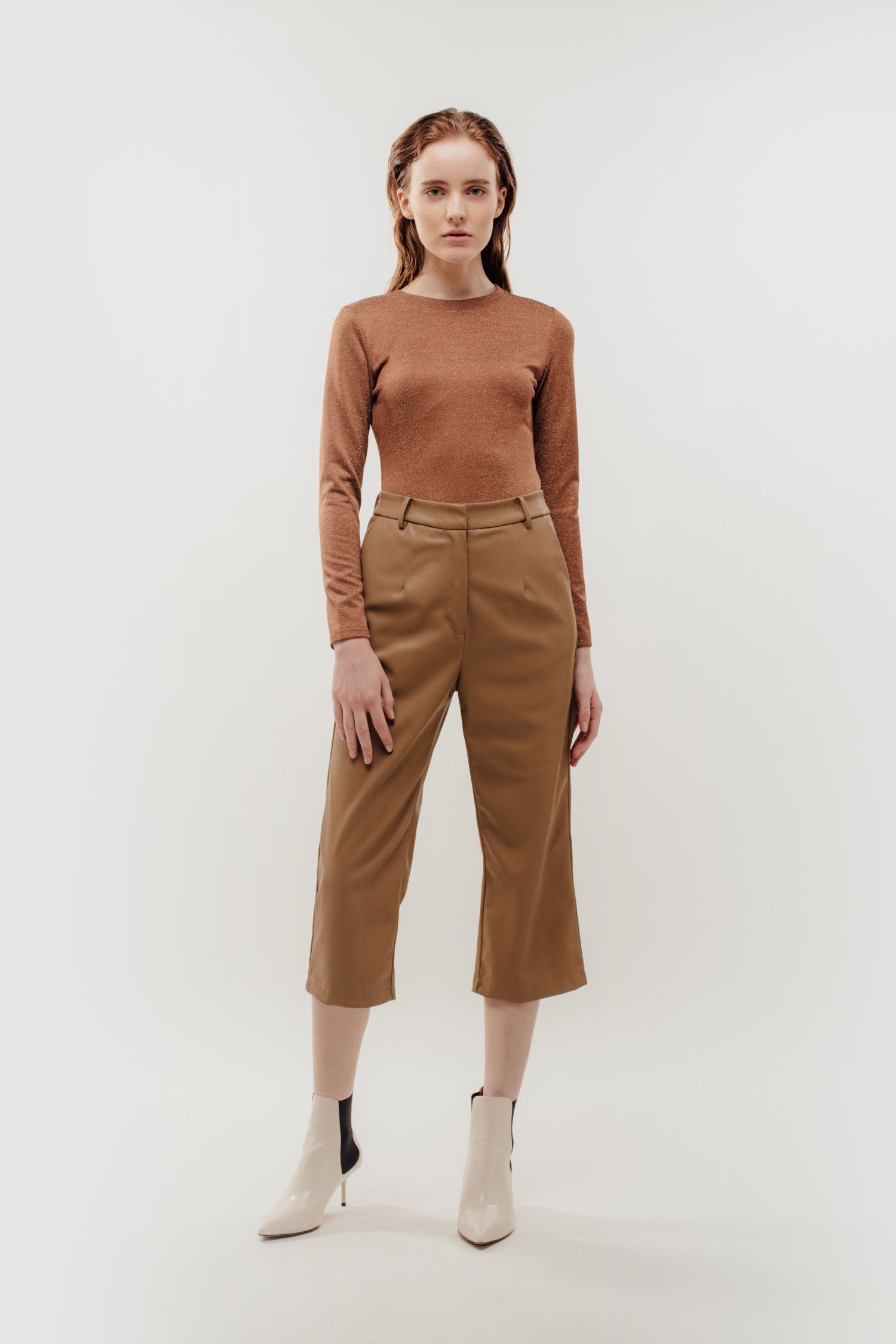 Fitted Long Sleeve Shirt in Shimmer Brown (Sale)