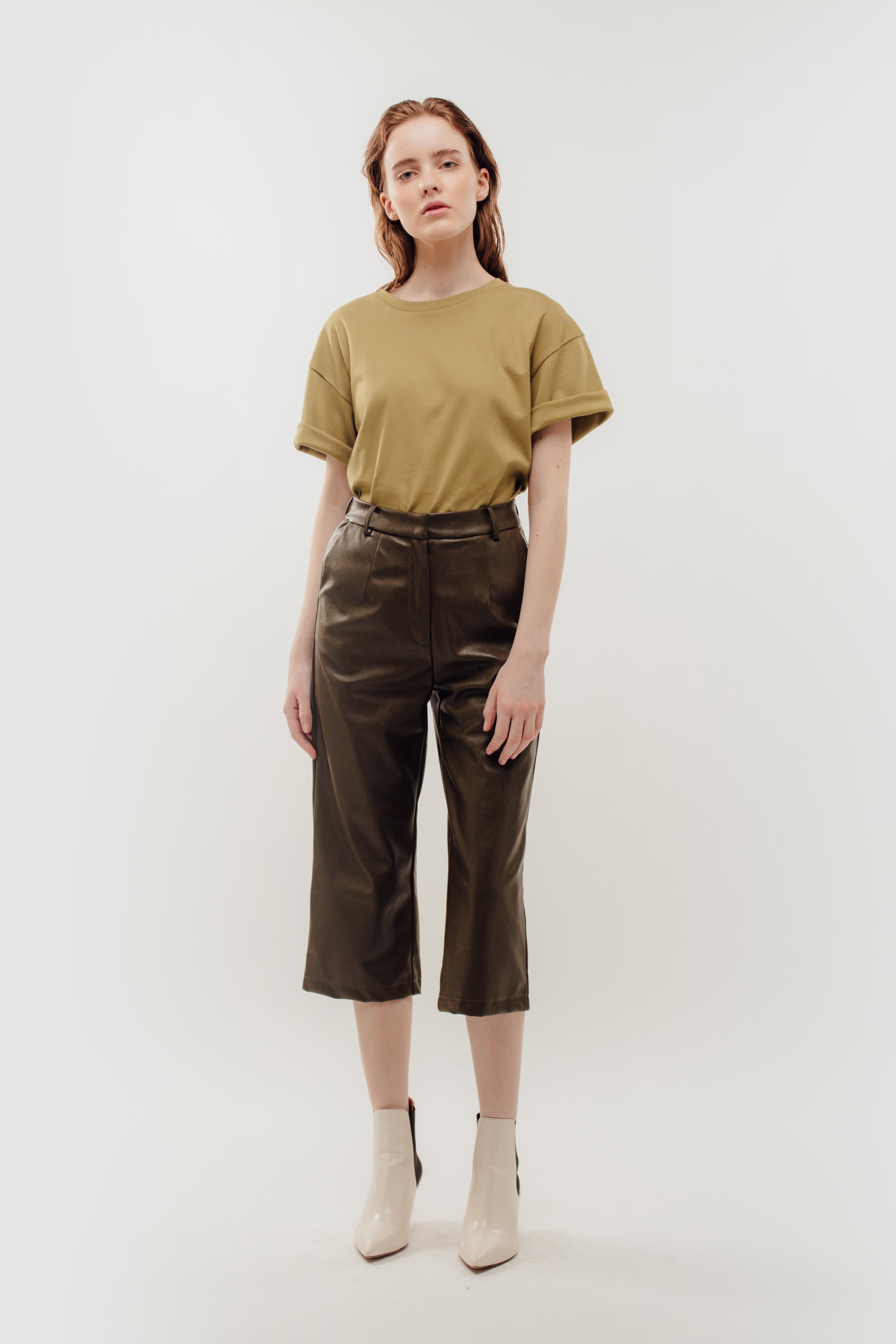 Oversized Cotton Tee in Khaki (Sale)