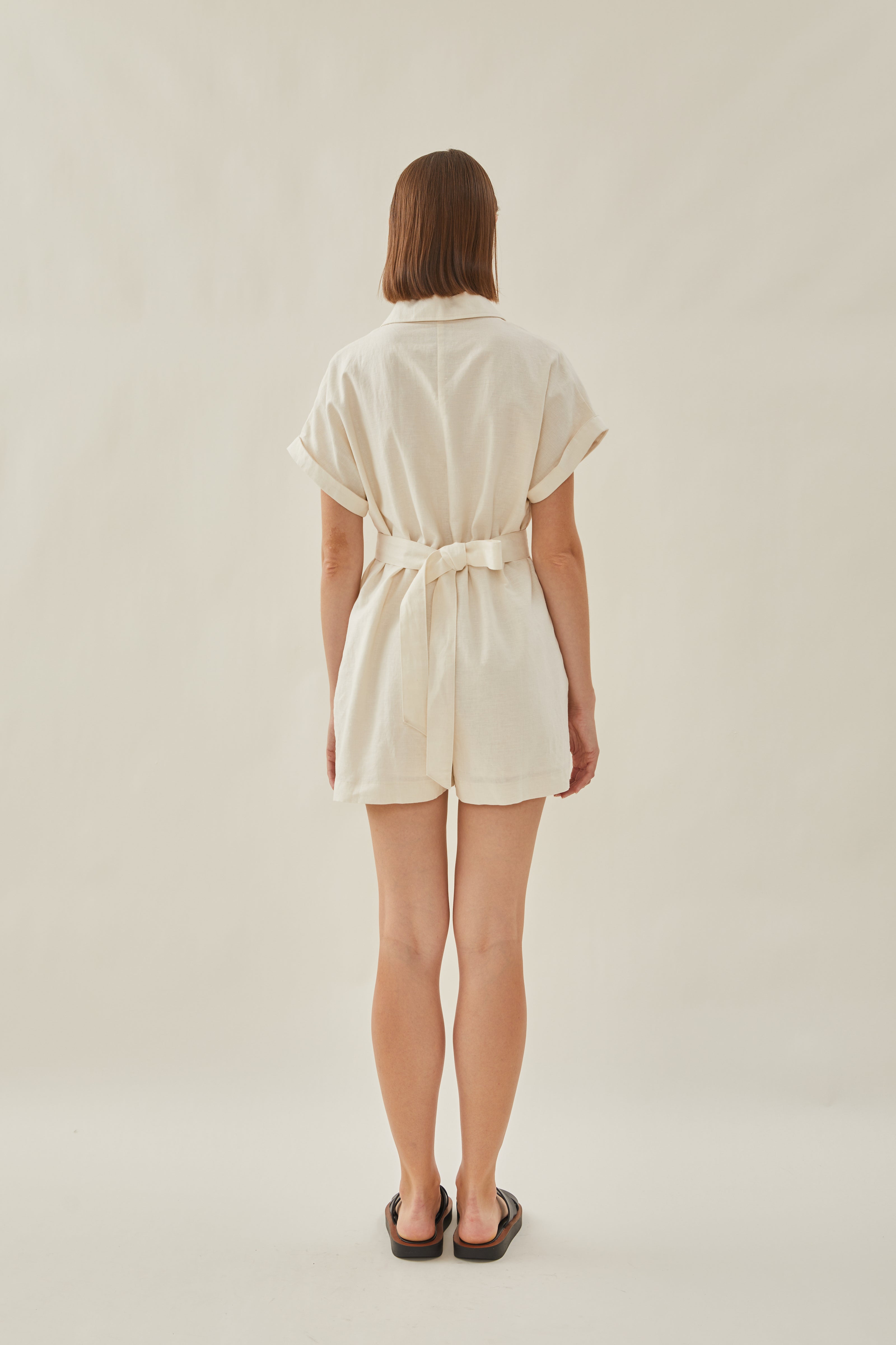 Relaxed Shirt Romper in Ivory