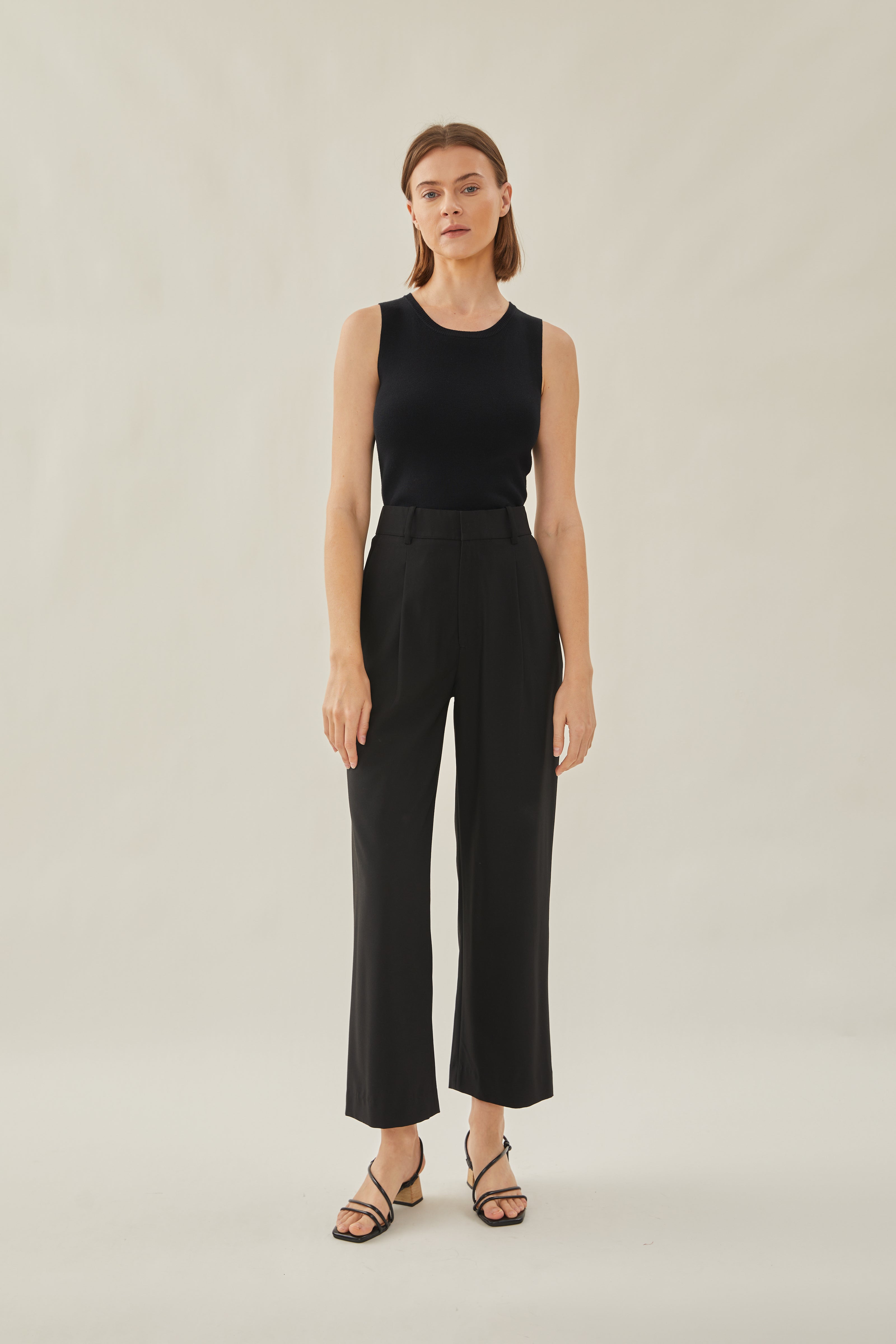 High Waisted Suit Trousers in Black