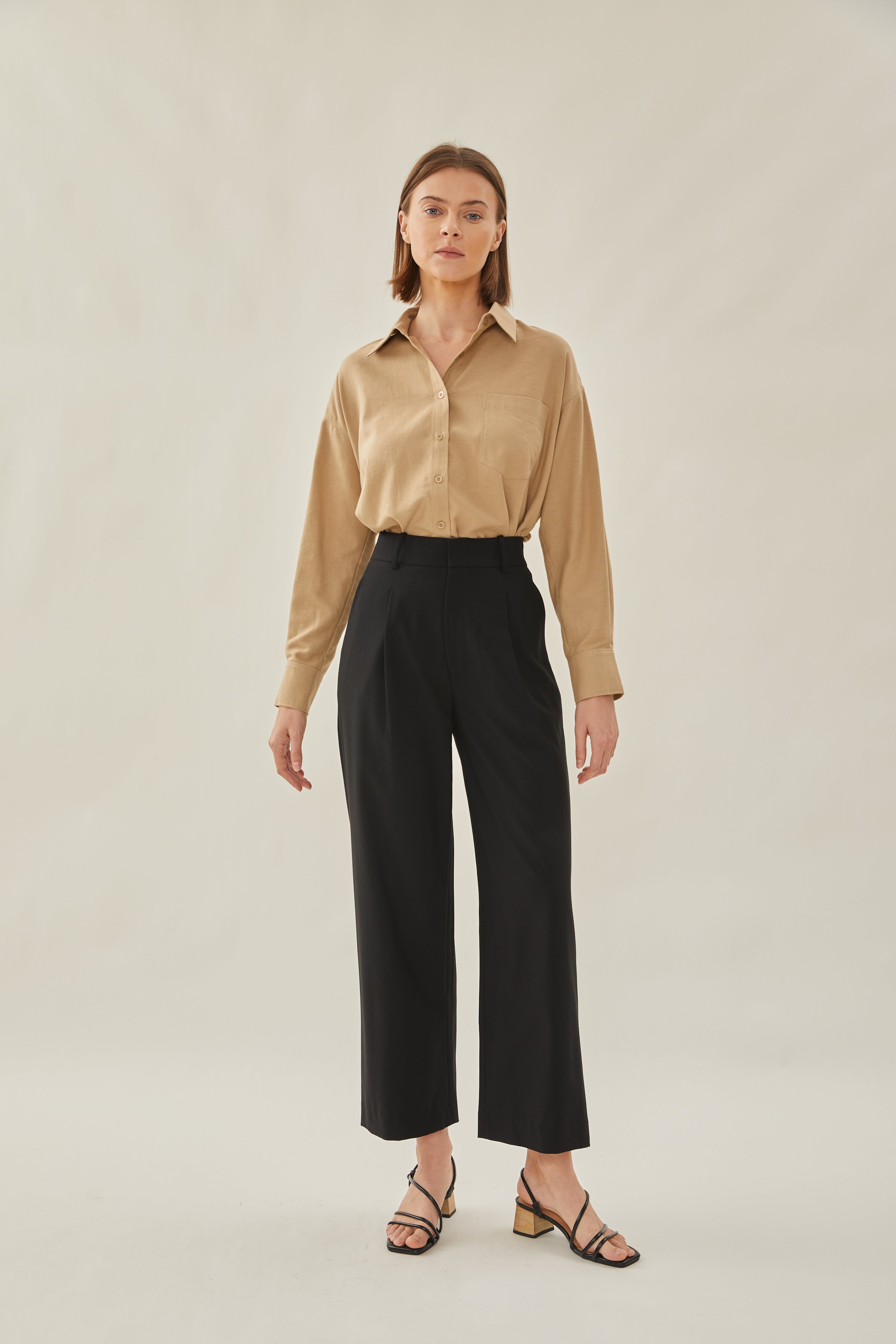 Cotton Relaxed Shirt in Sand