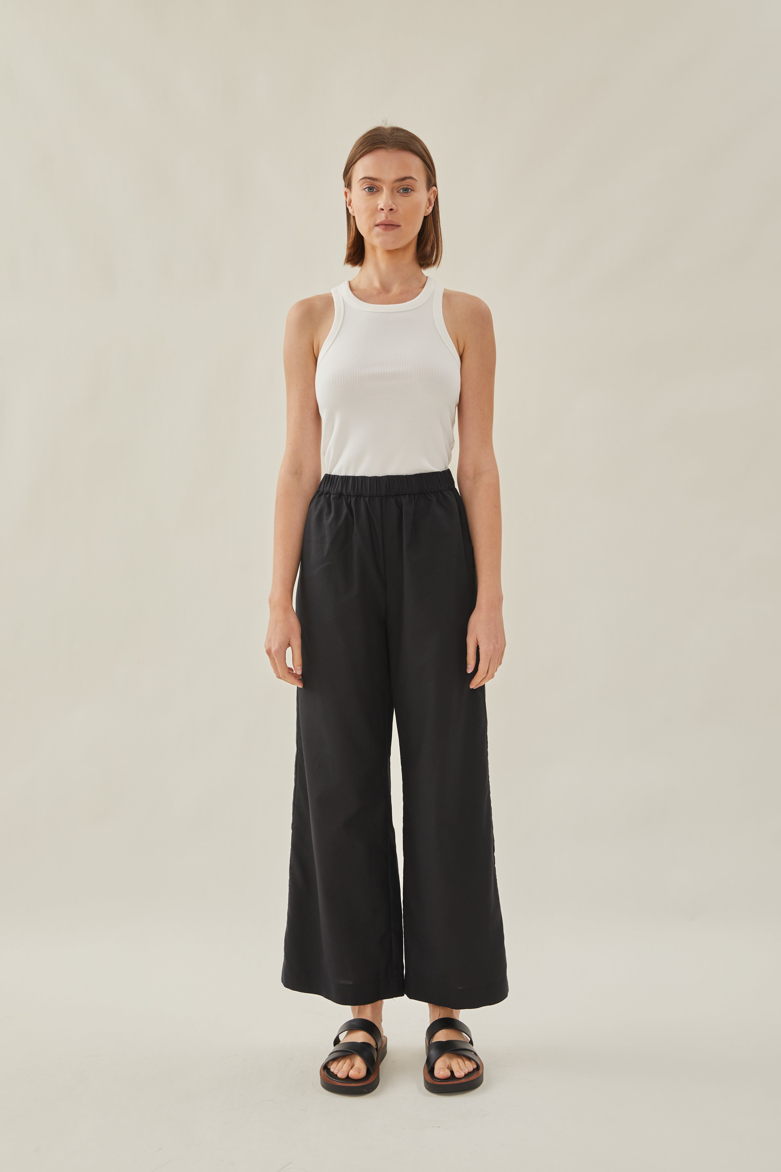 Relaxed Waisted Trousers in Black