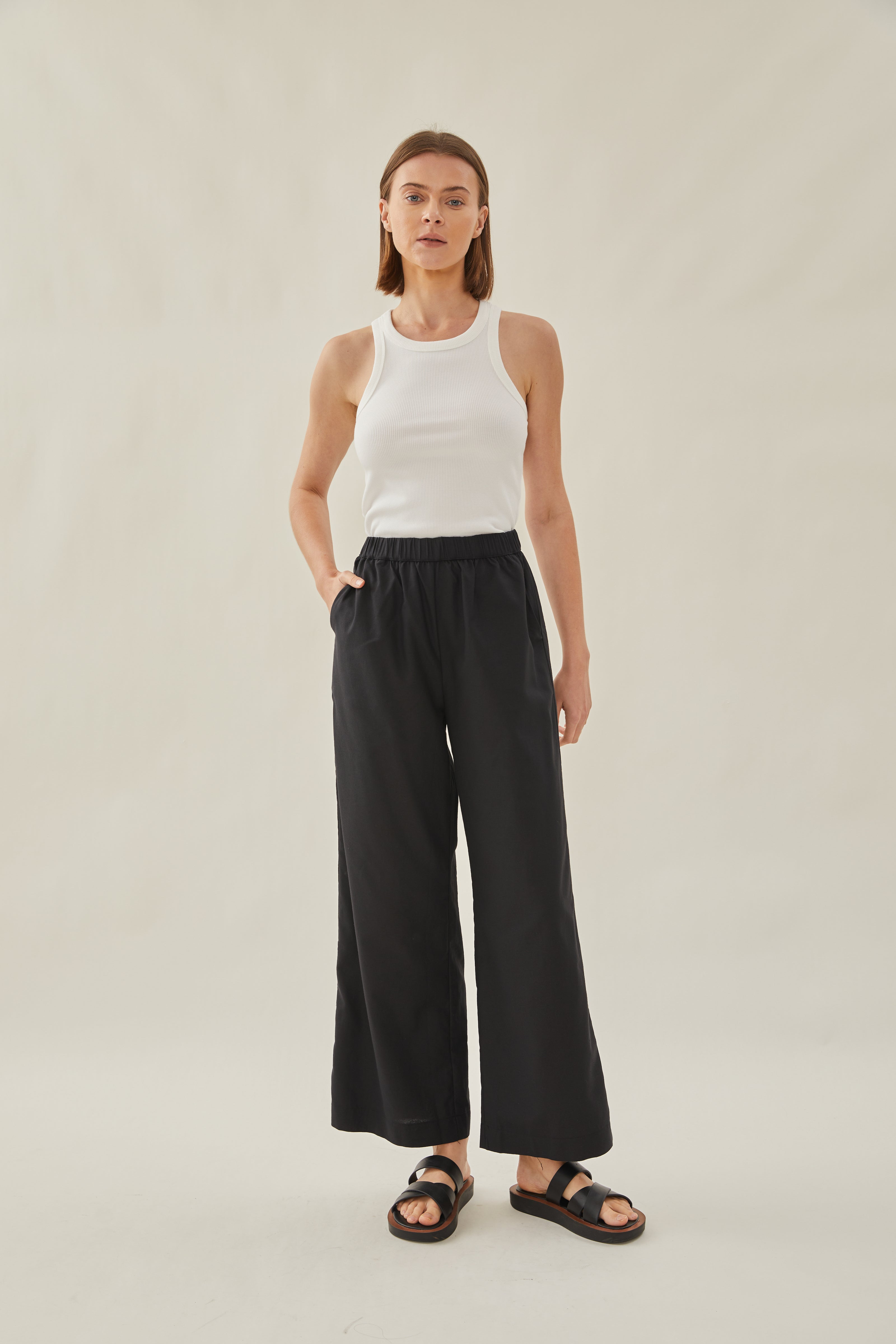 Relaxed Waisted Trousers in Black