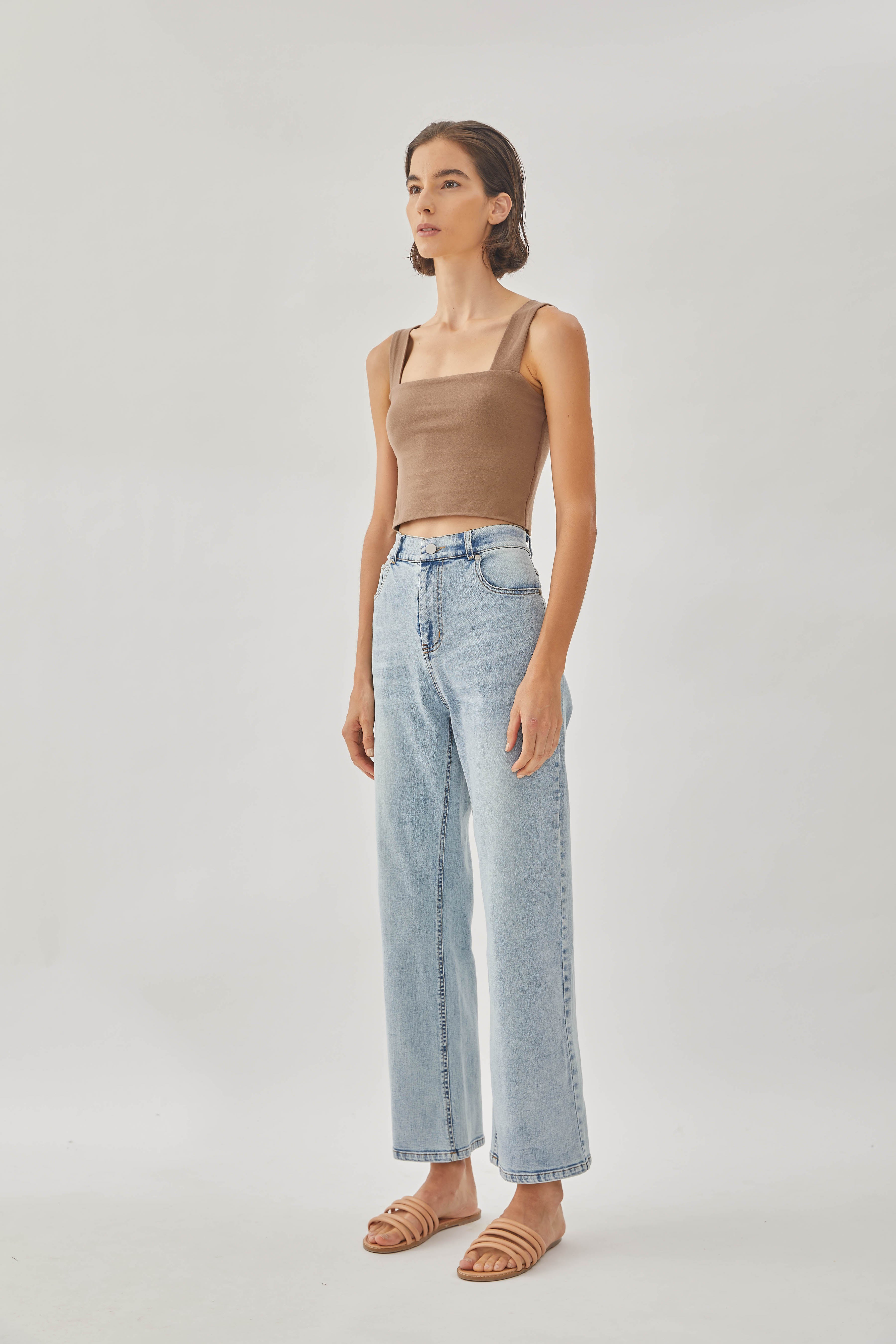Classic Straight Neck Tank Top in Soil