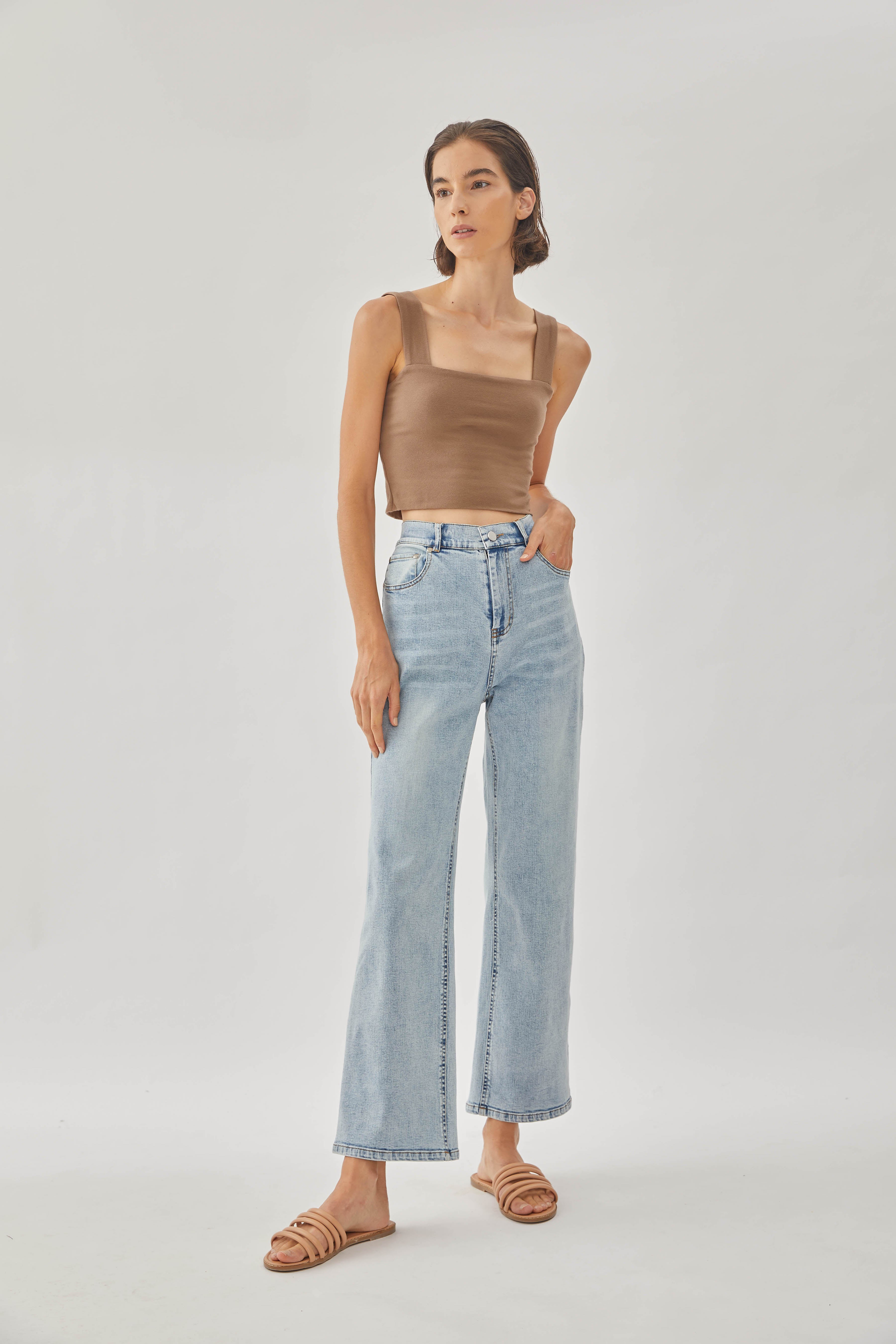 Classic Straight Neck Tank Top in Soil