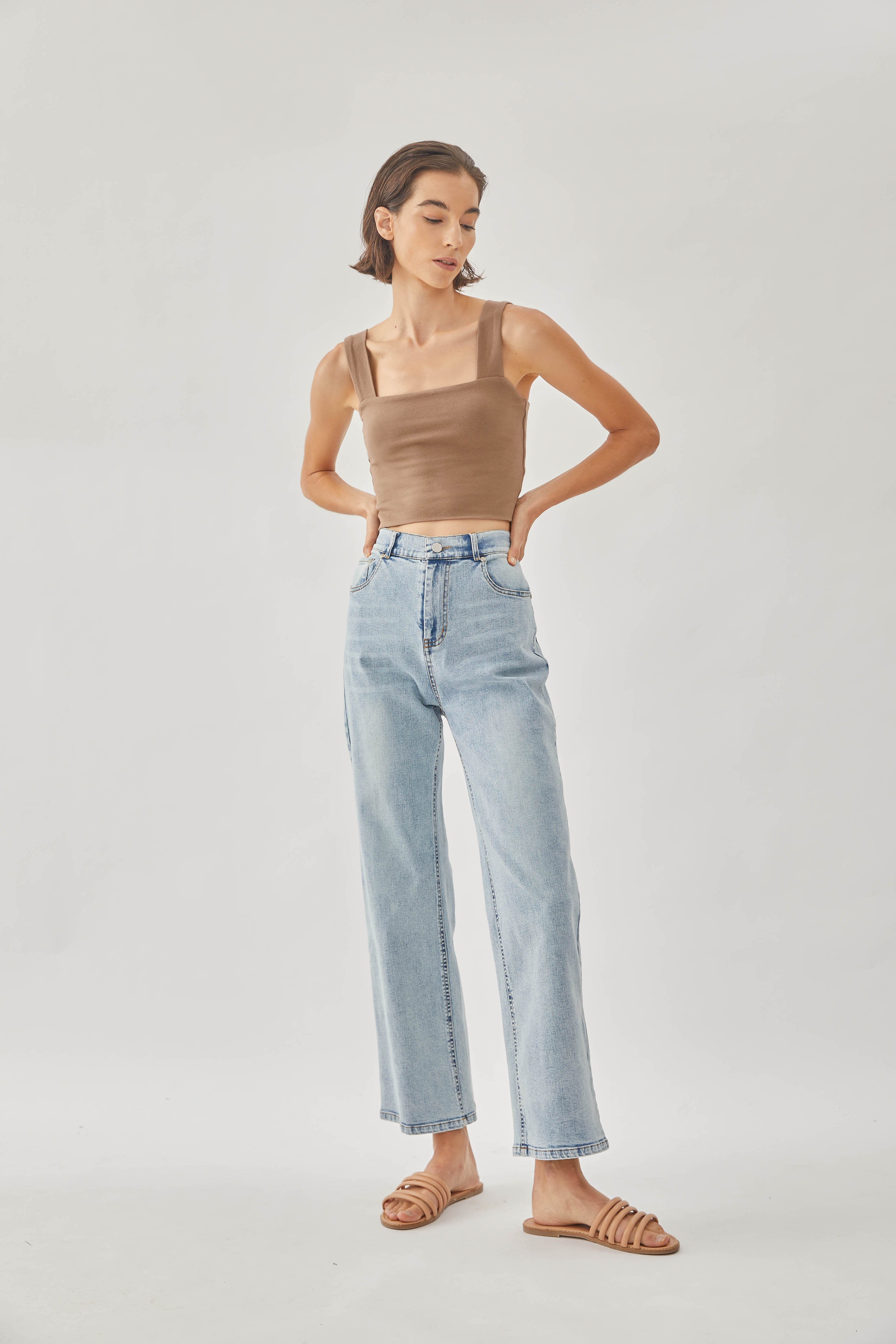 Classic Straight Neck Tank Top in Soil