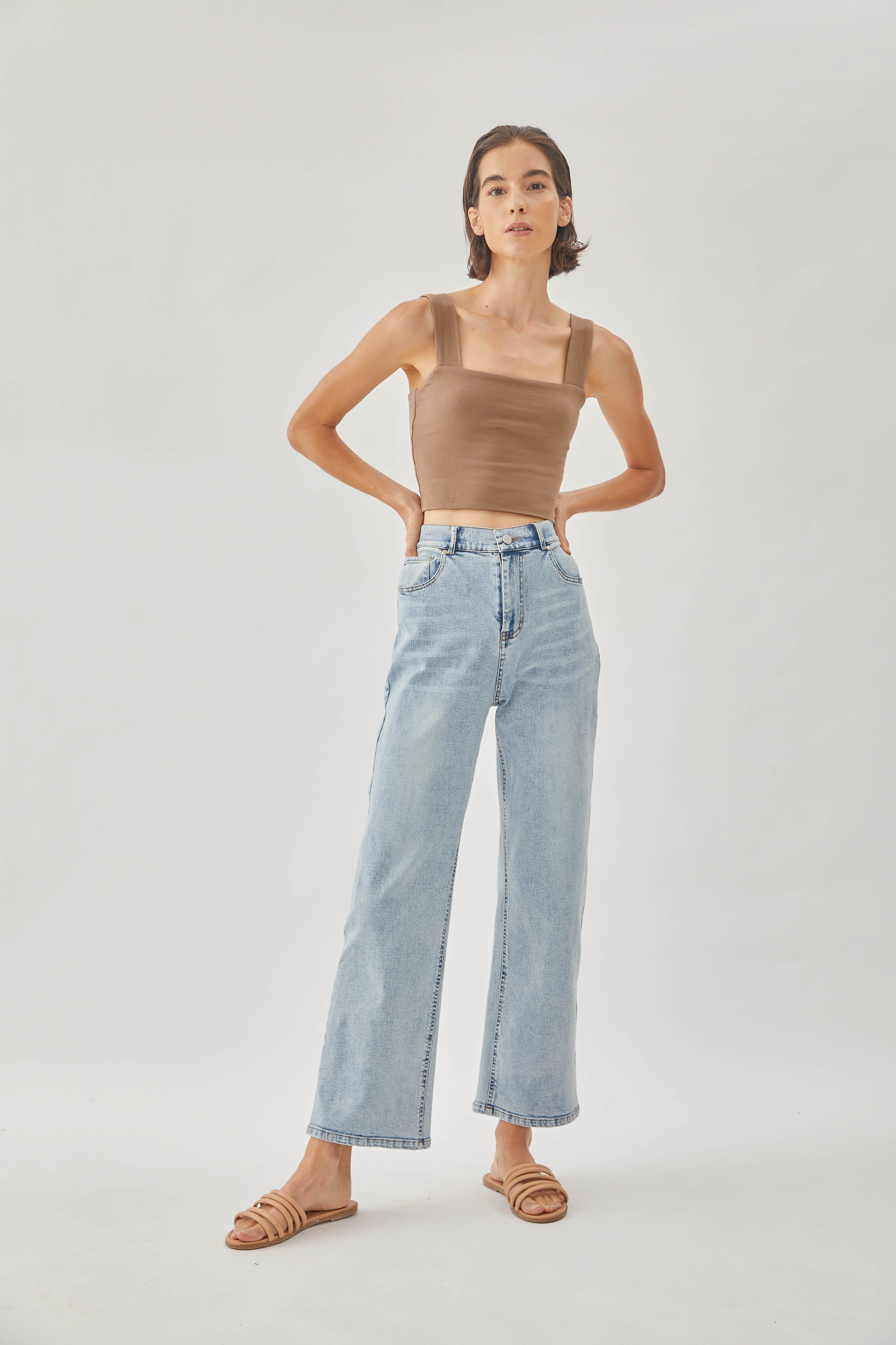 Classic Straight Neck Tank Top in Soil