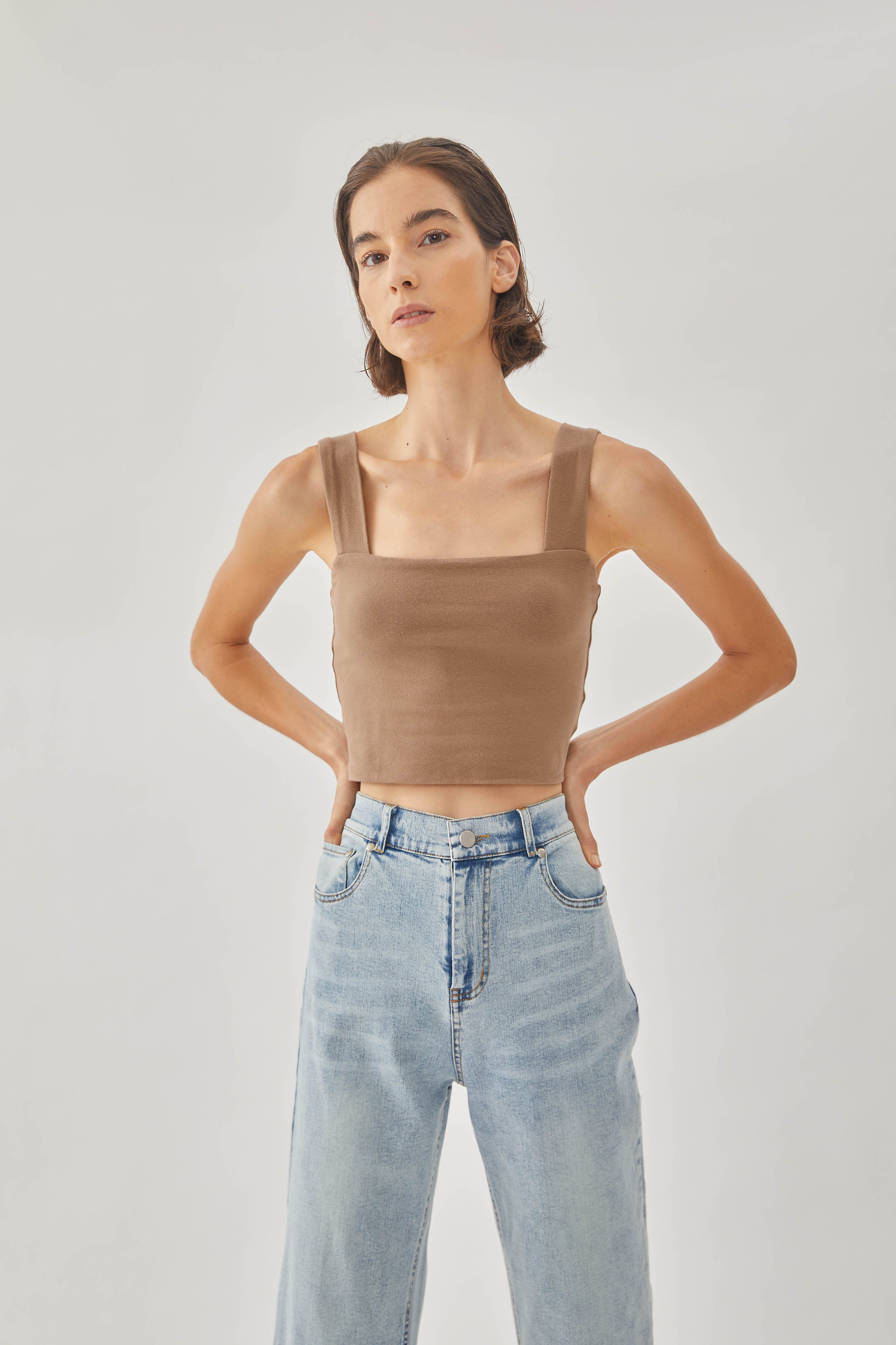 Classic Straight Neck Tank Top in Soil