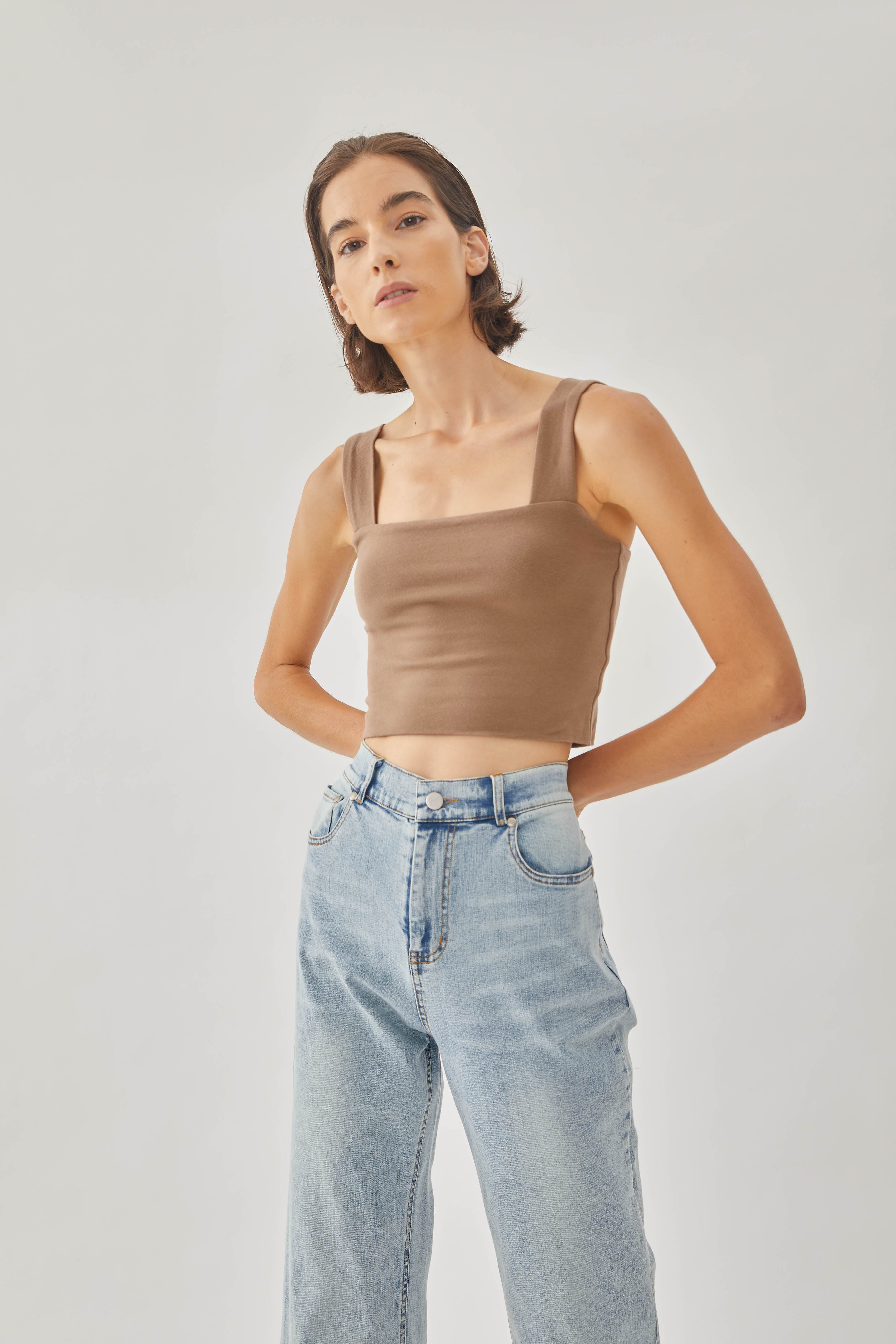 Classic Straight Neck Tank Top in Soil
