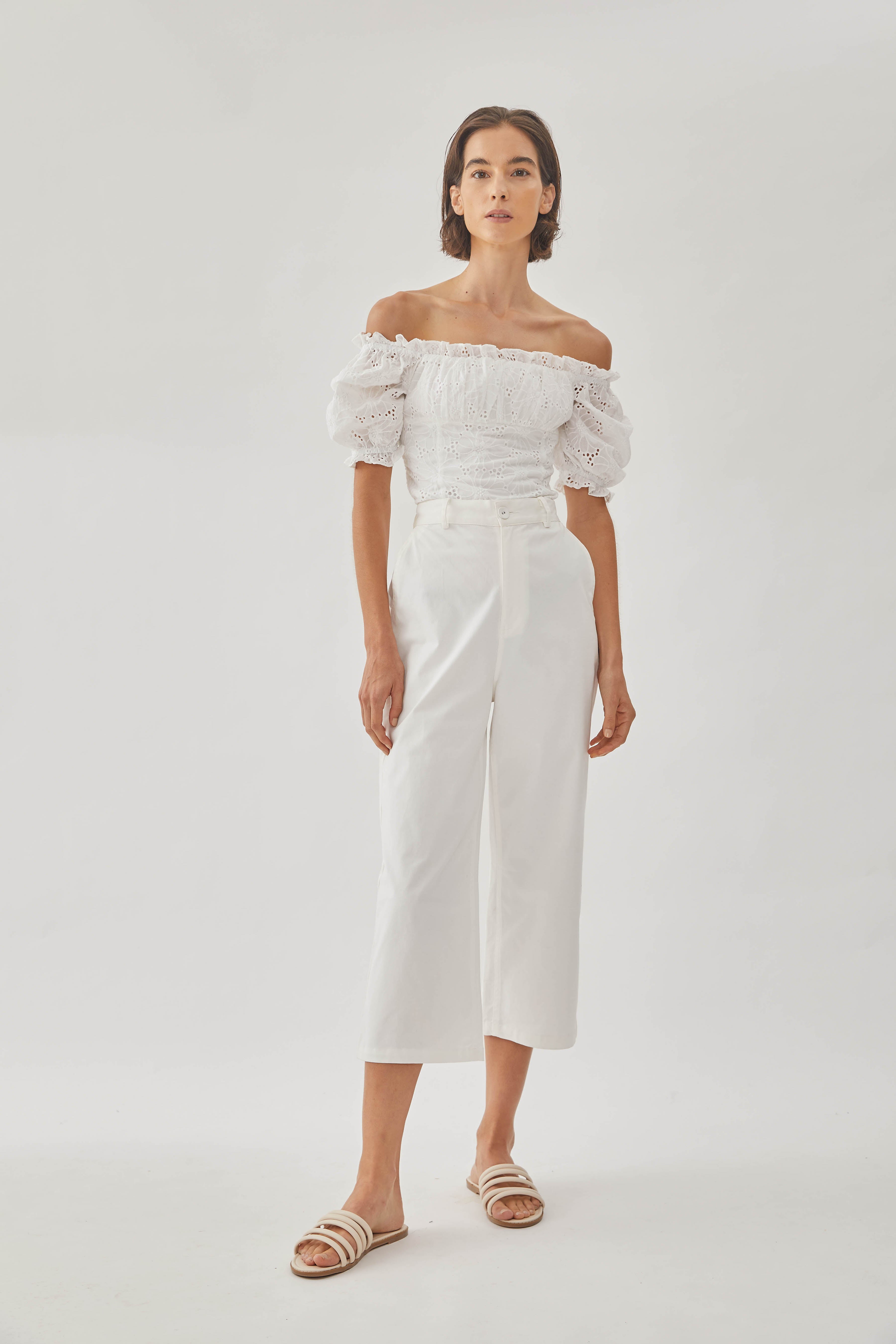 Crochet Cropped Top with Puffed Sleeves (Sale)