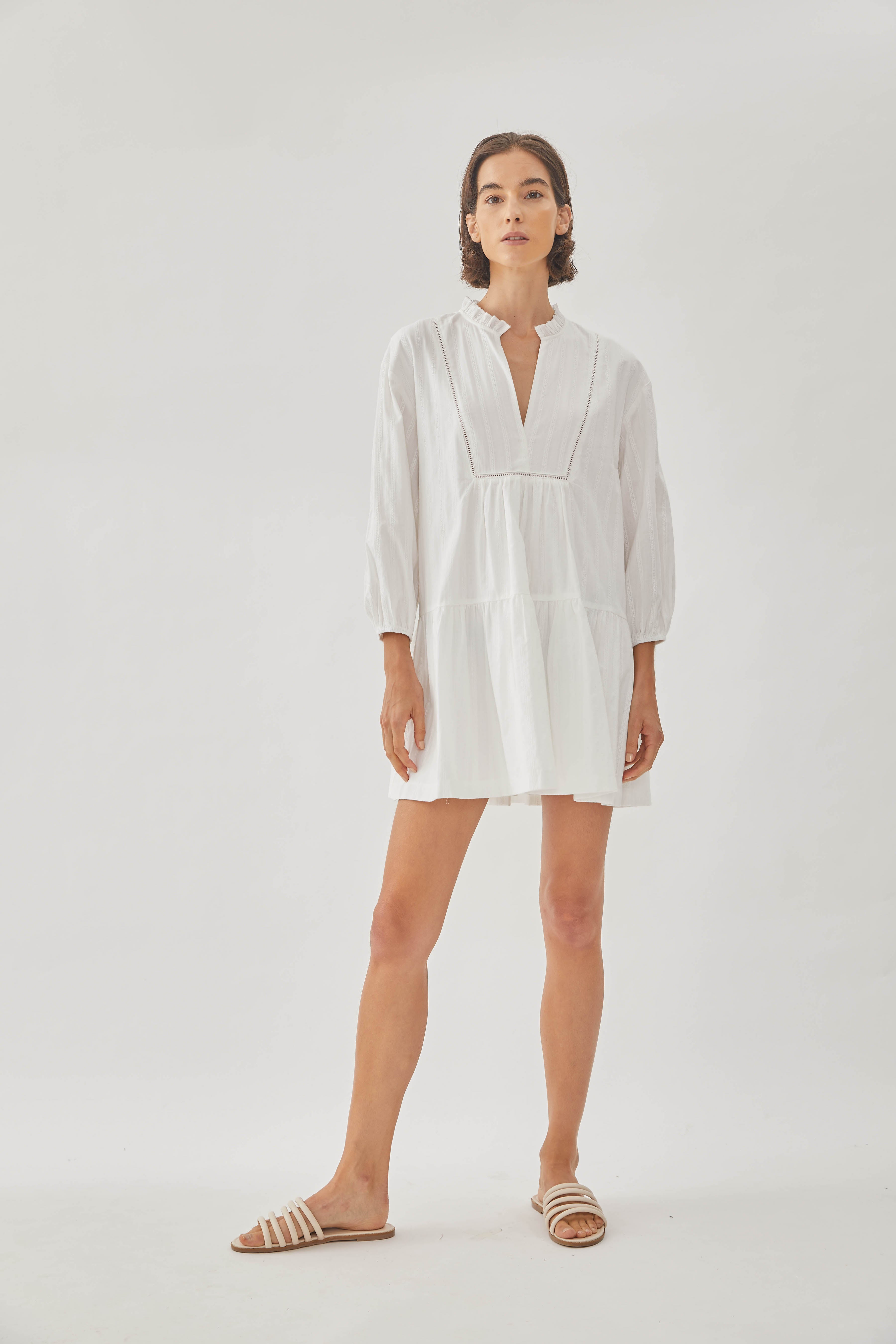 Embroidered Cotton Mini Dress