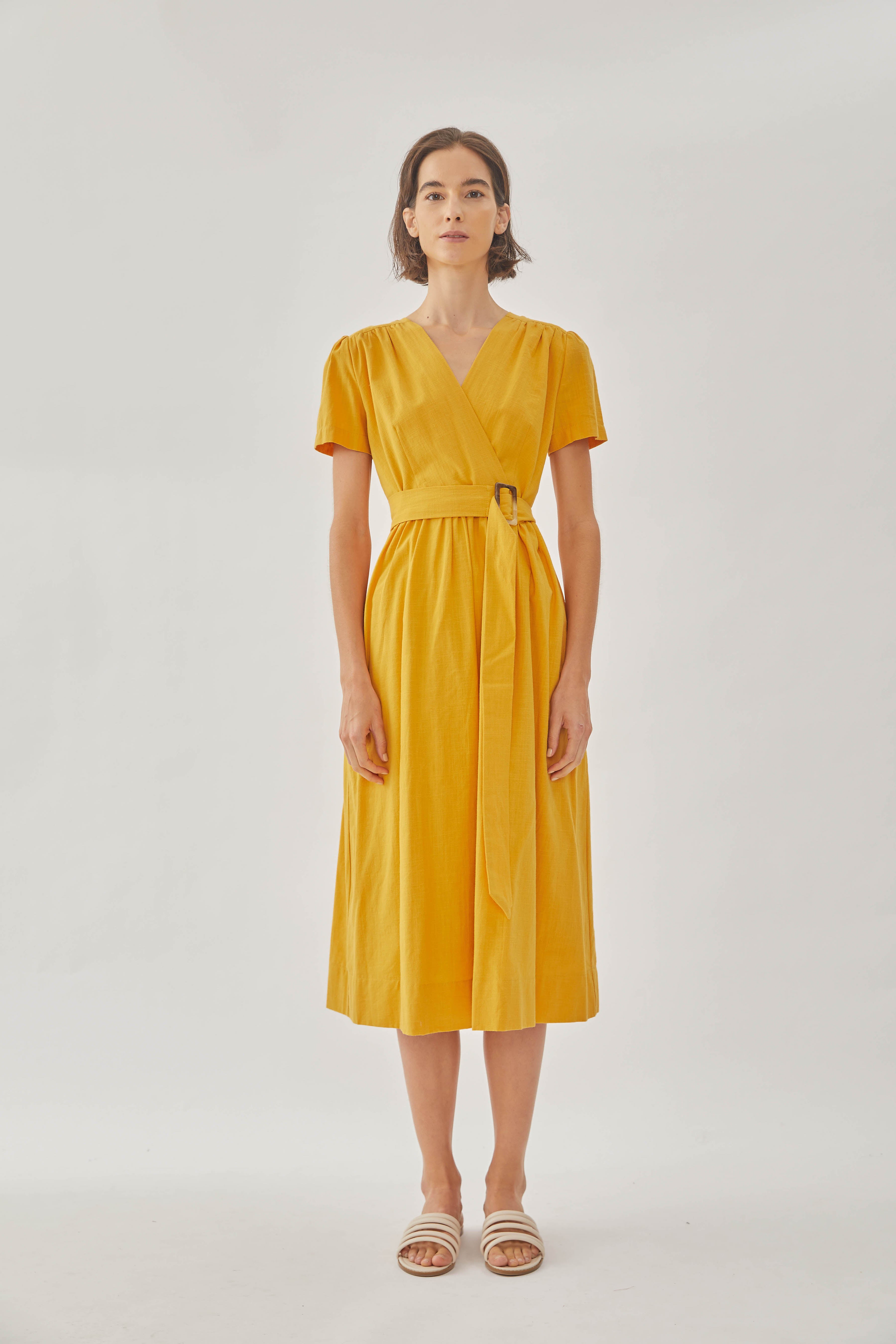 Cotton Wrapped Dress in Sunburst