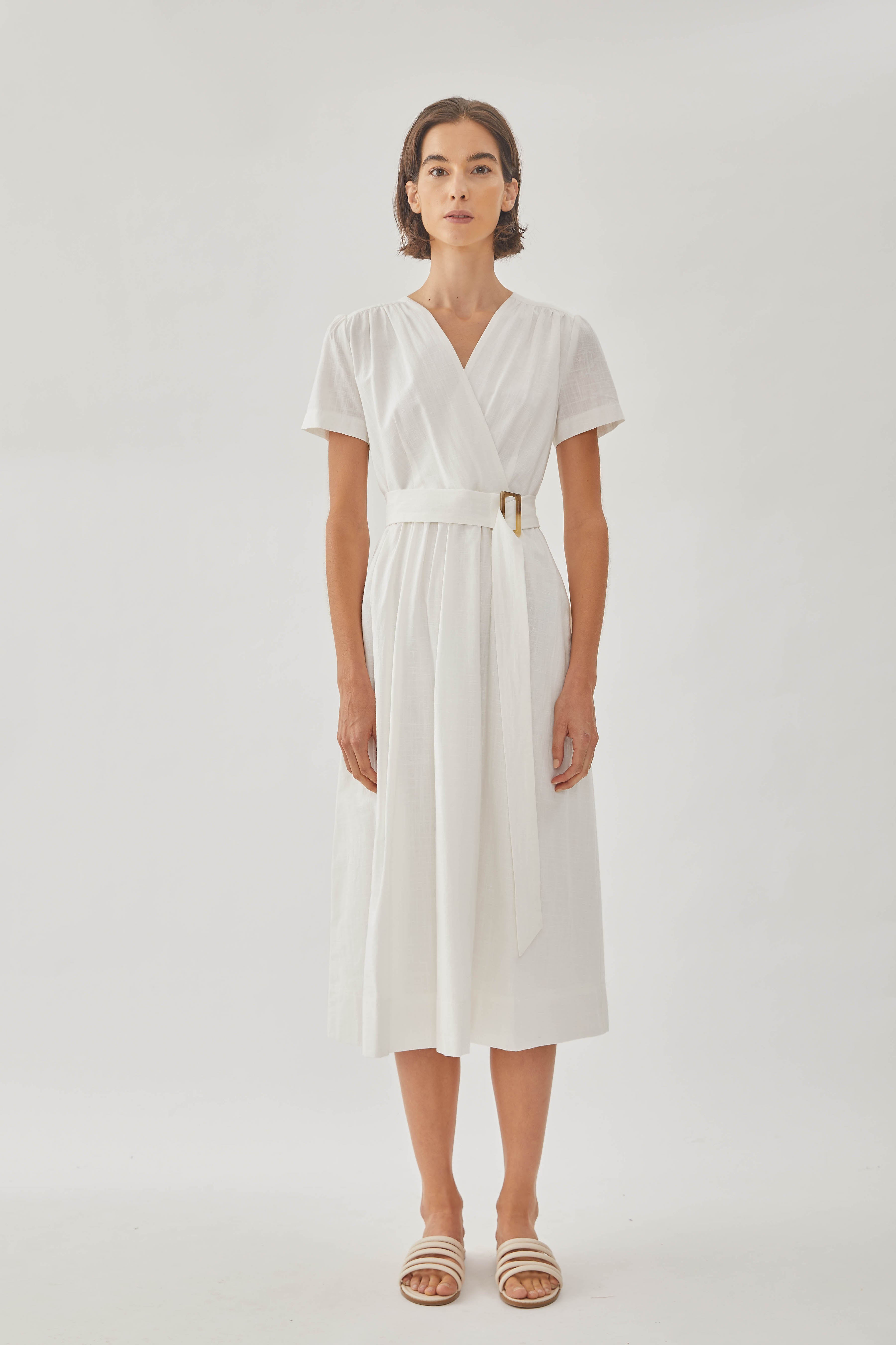 Cotton Wrapped Dress in White