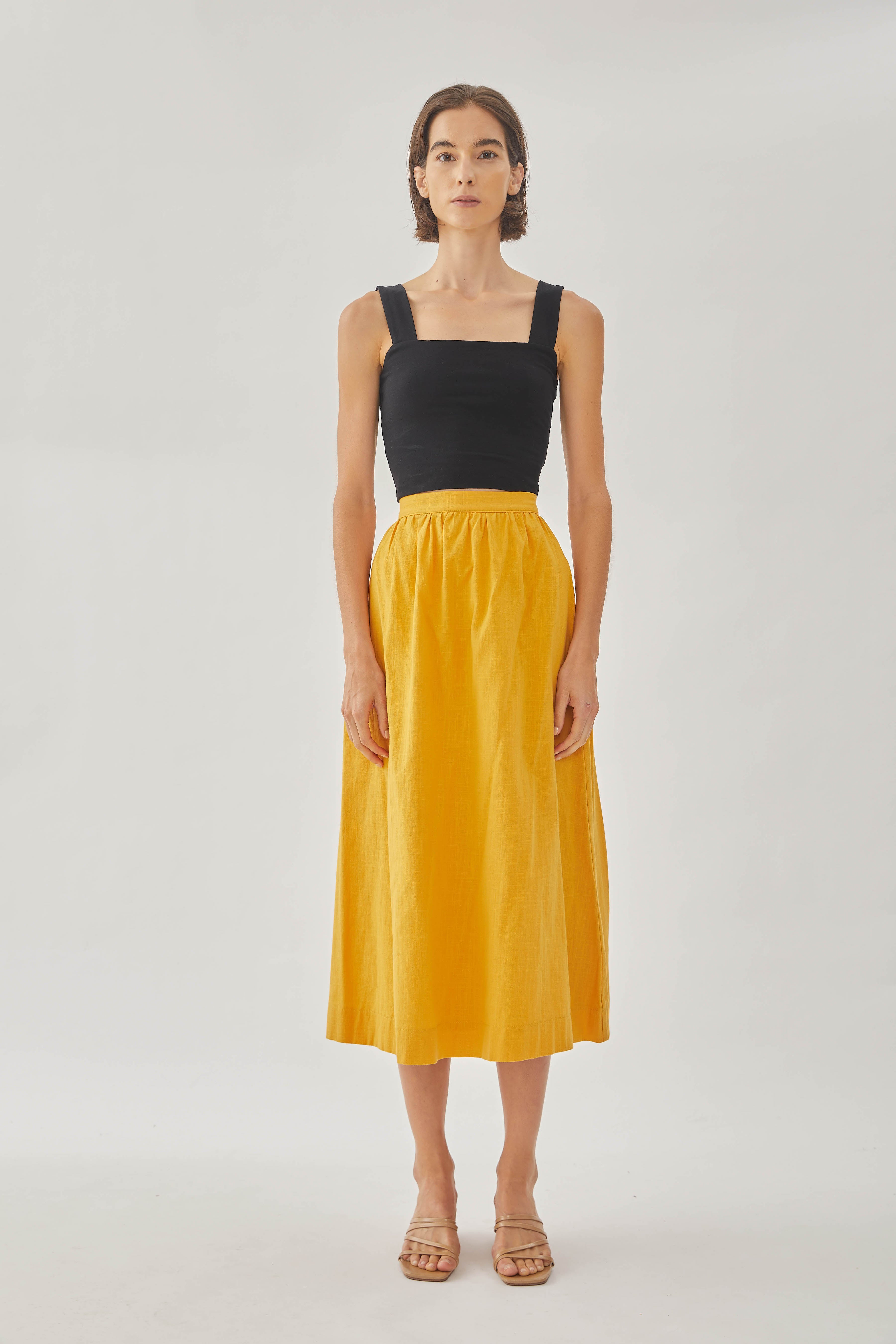 Cotton Midi Skirt in Sunburst