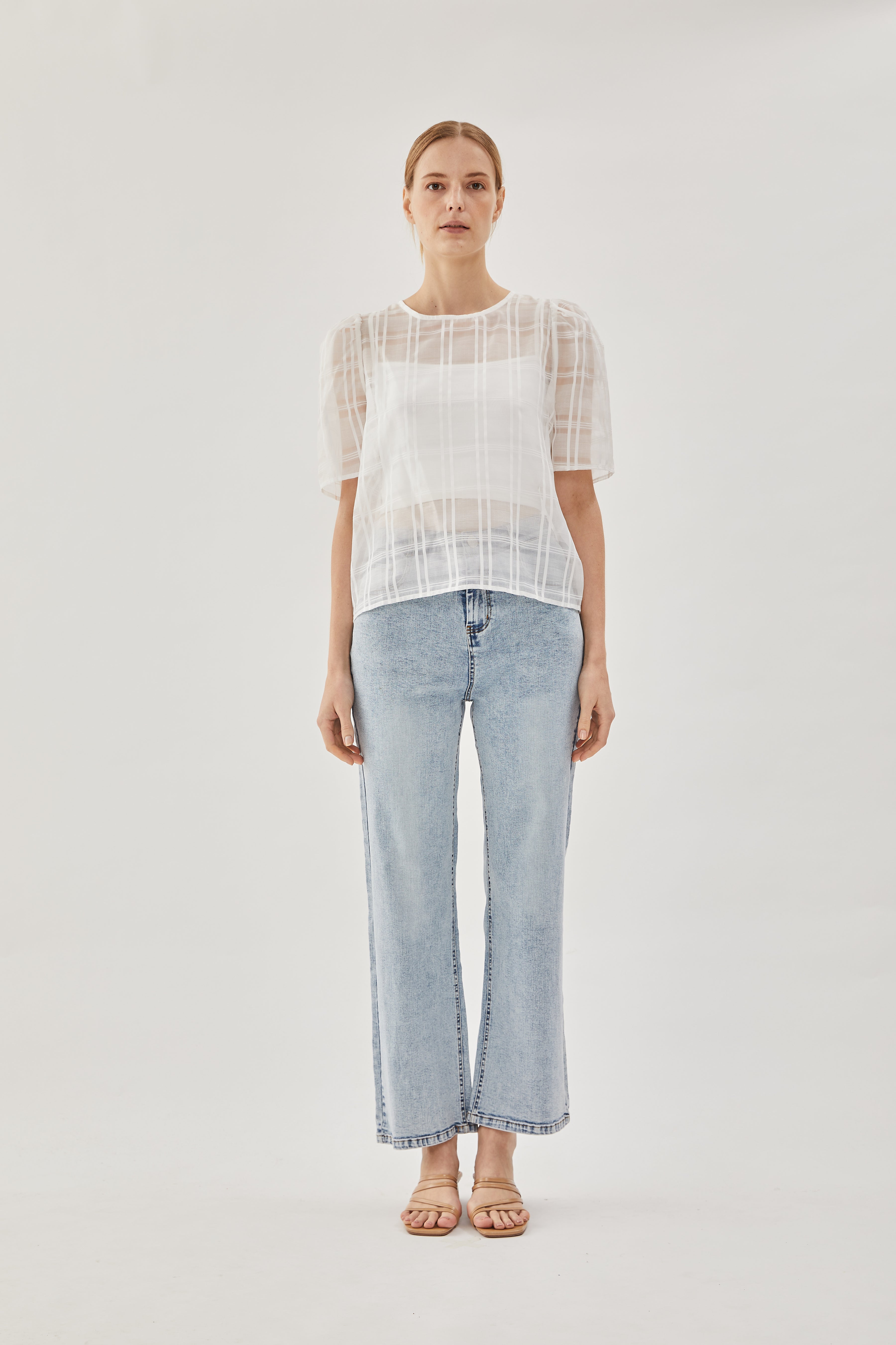Checkered Crepe Top