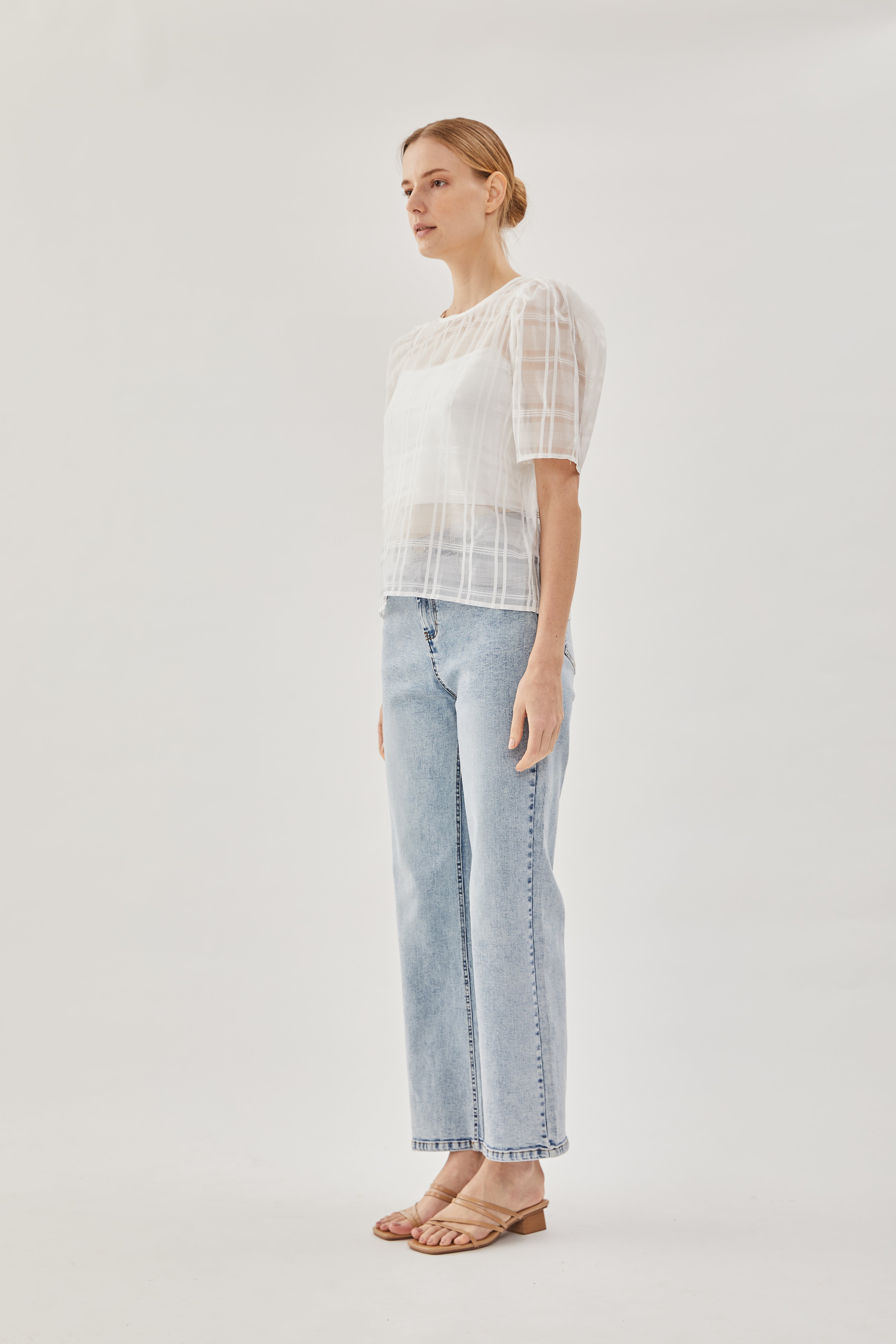Checkered Crepe Top