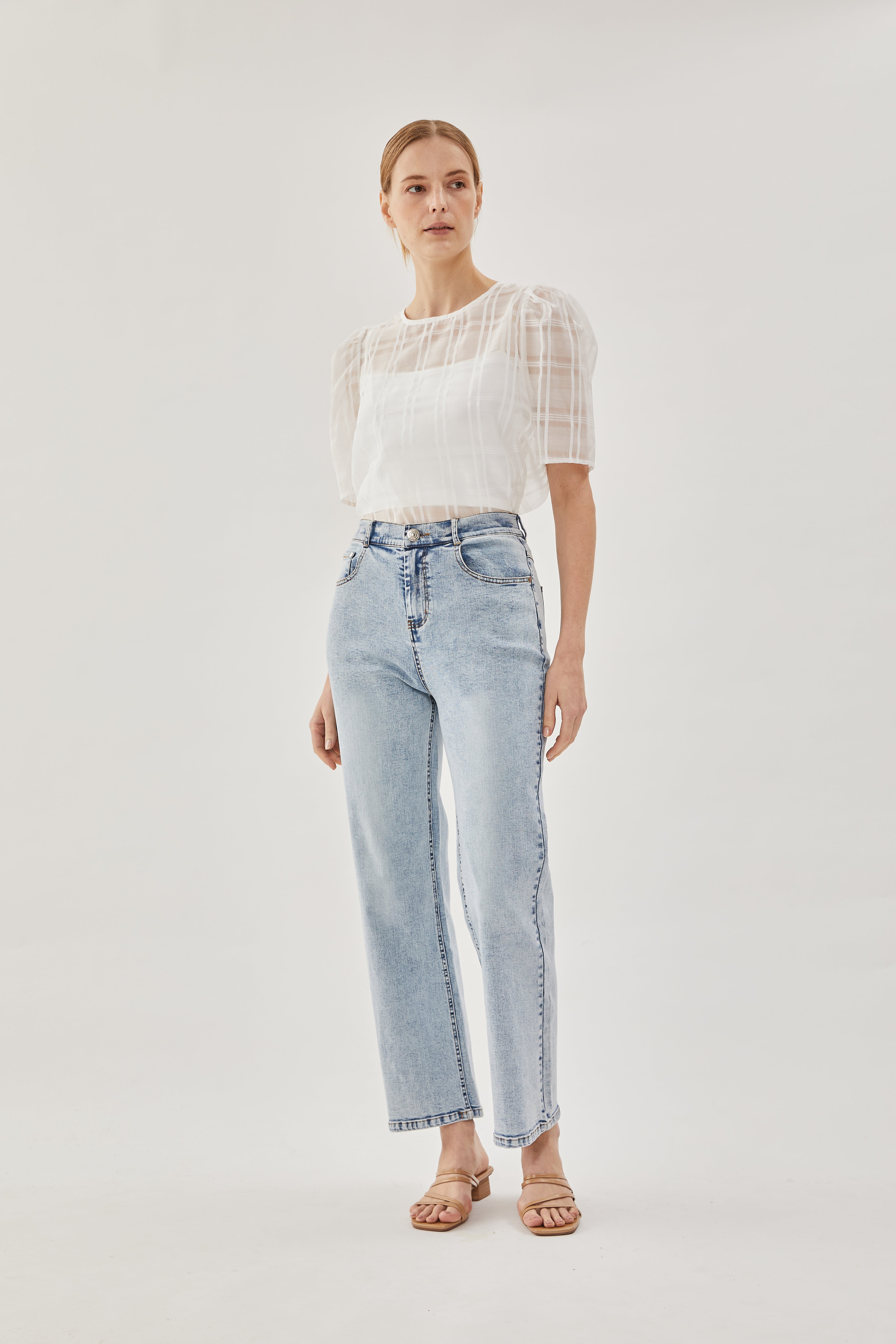 Checkered Crepe Top