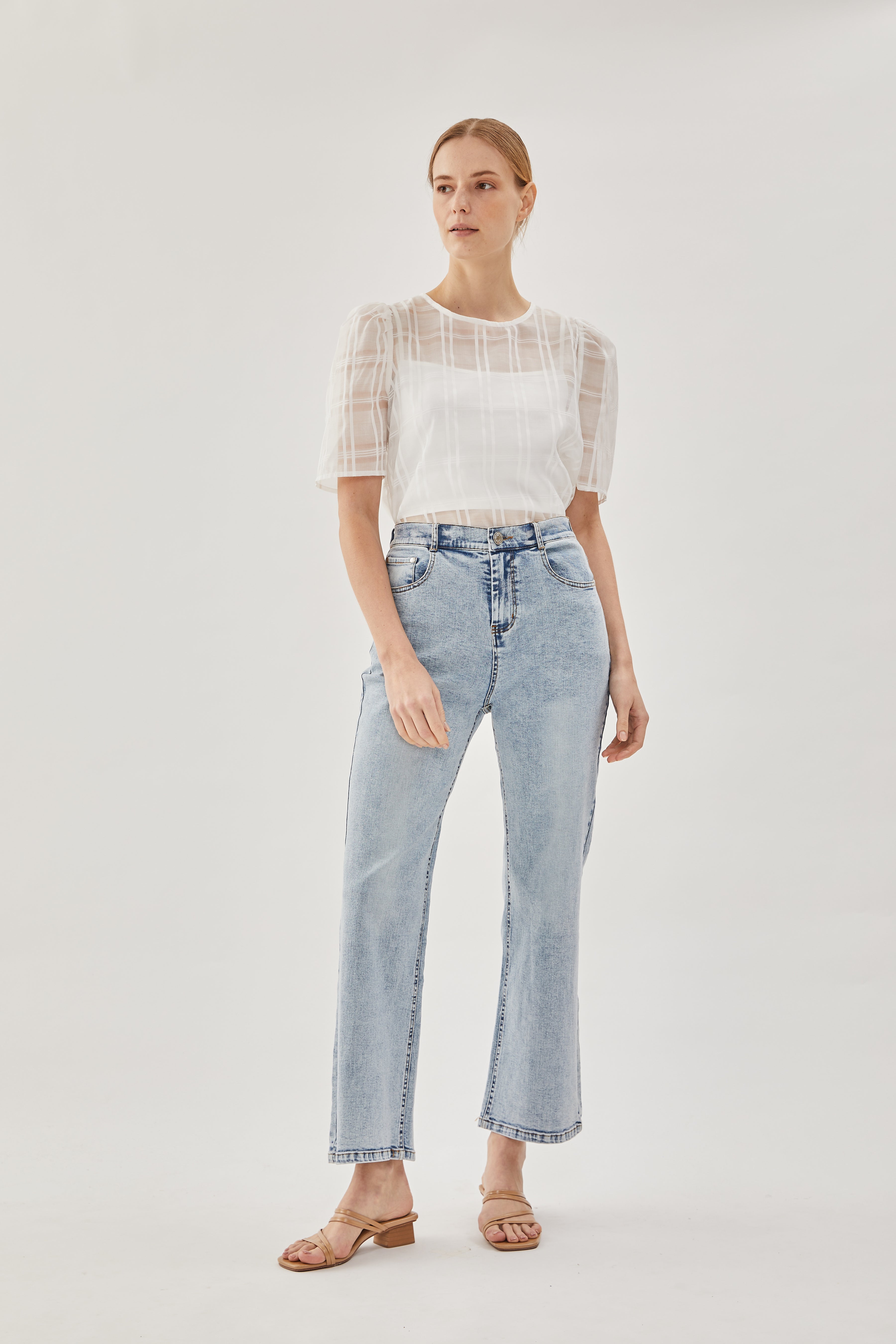 Checkered Crepe Top