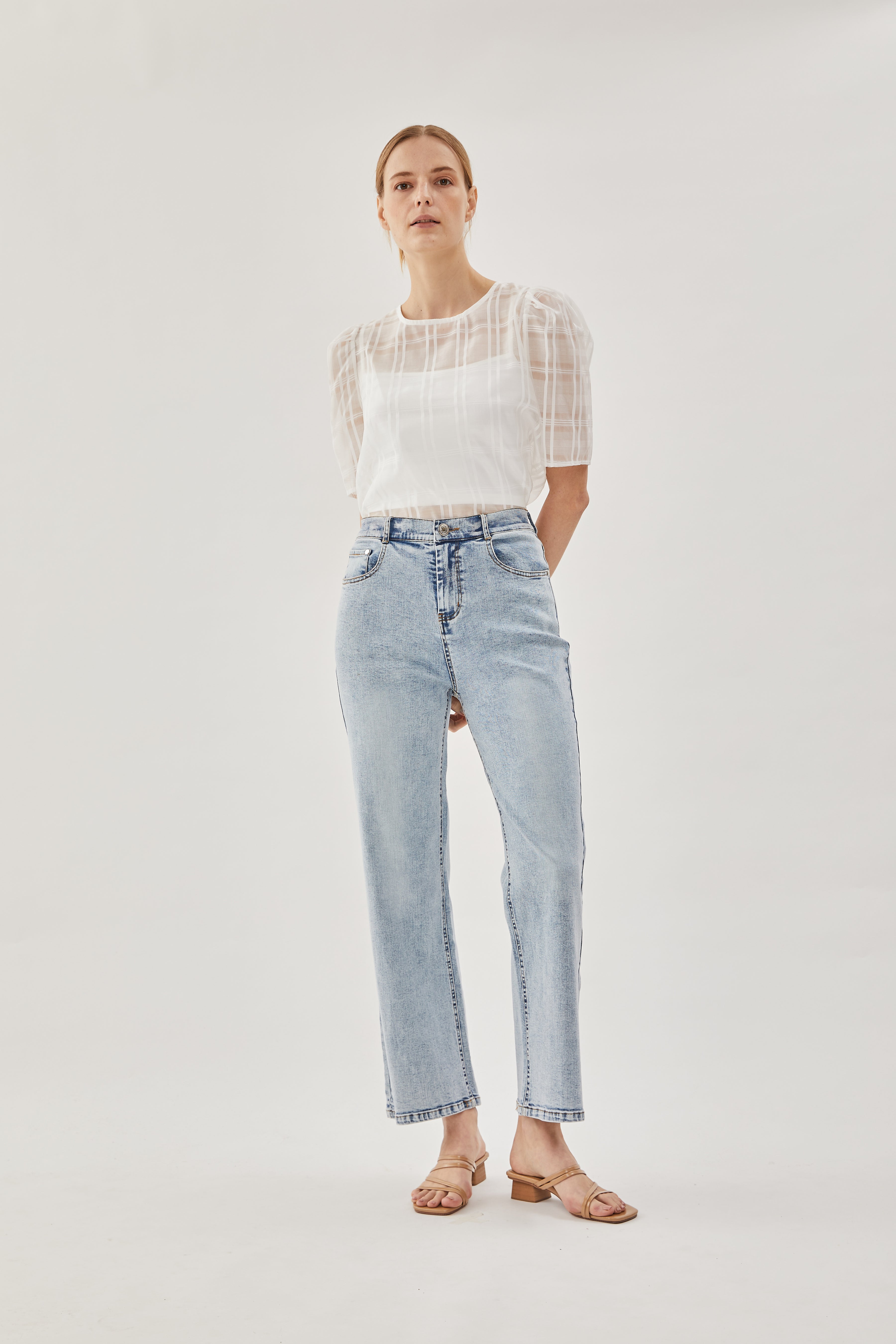 Checkered Crepe Top