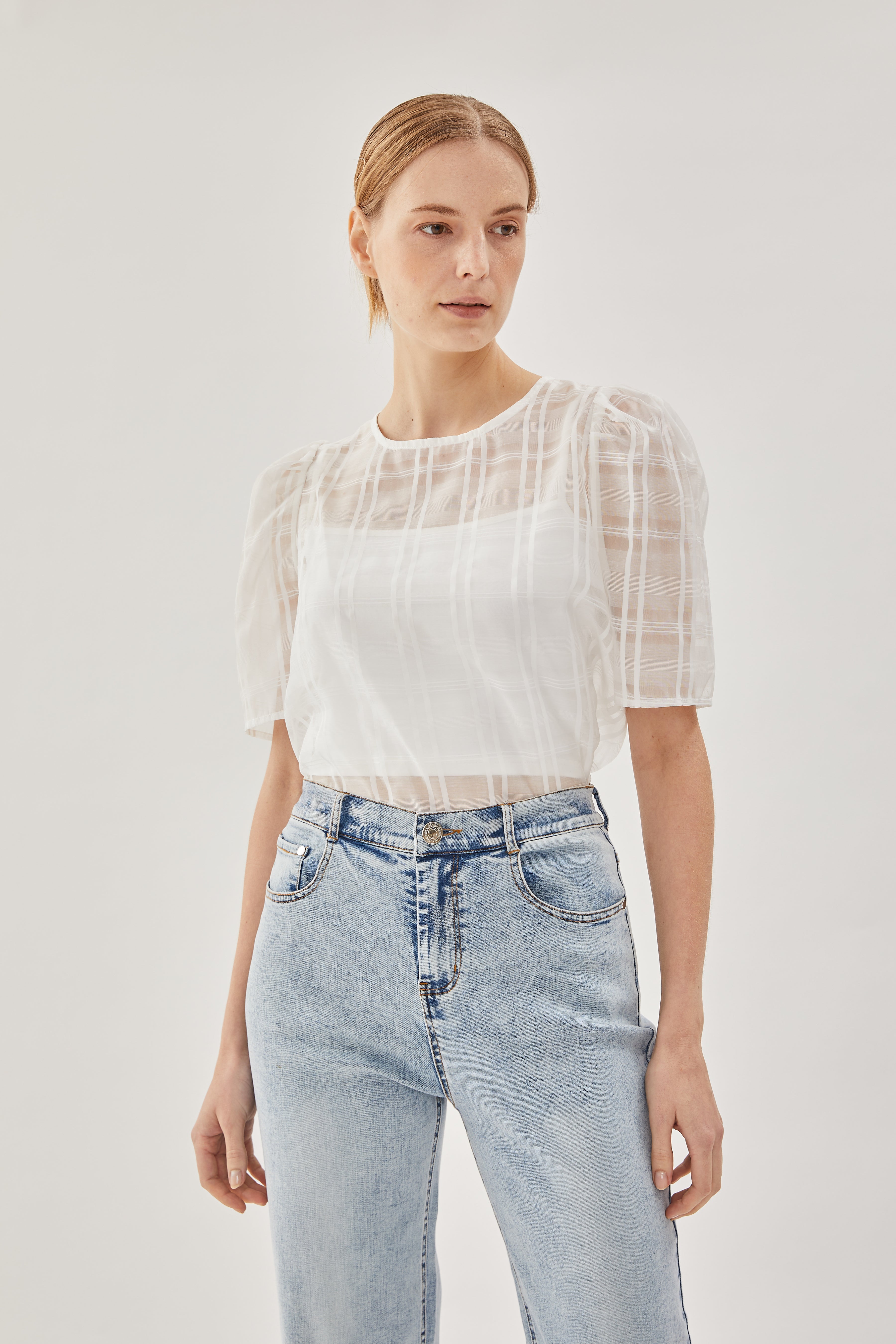 Checkered Crepe Top