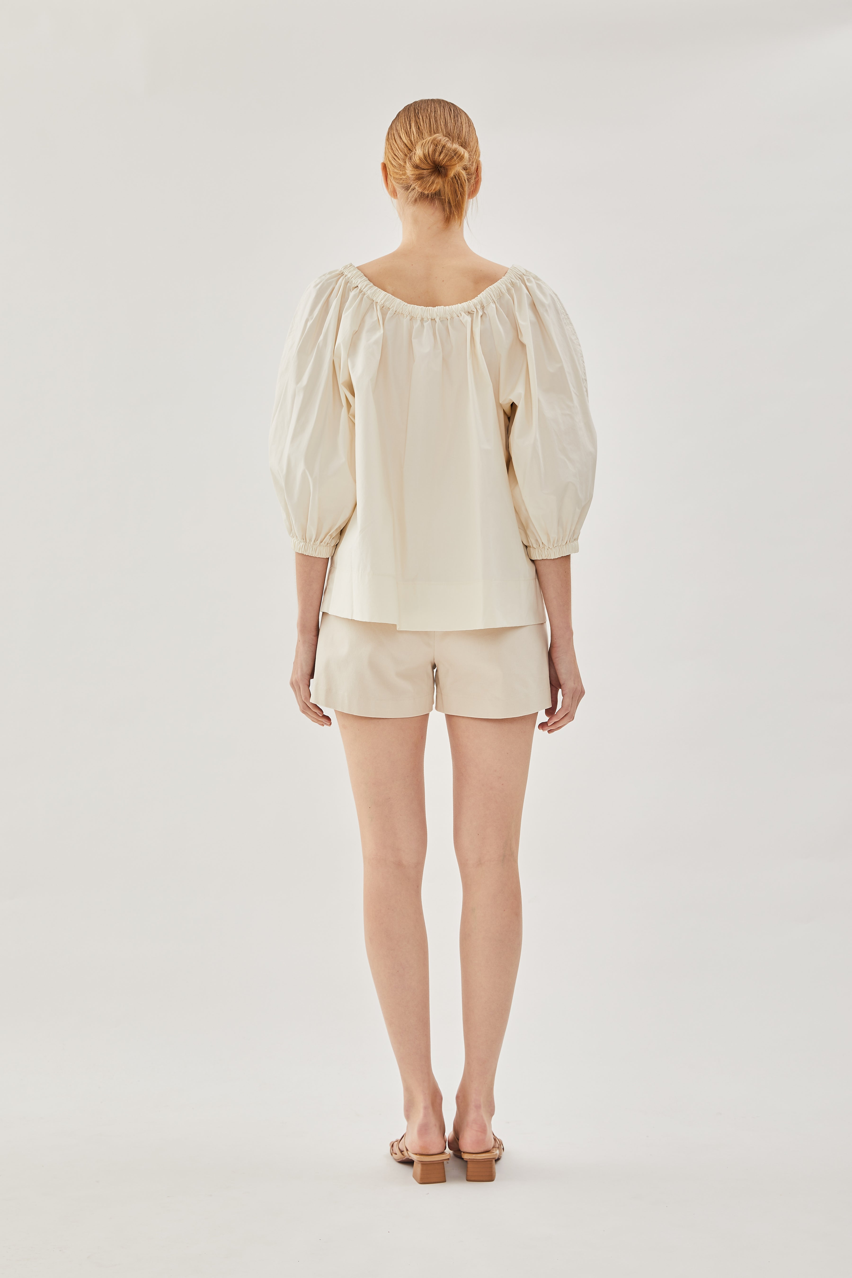Cotton Gathered Top in Cream