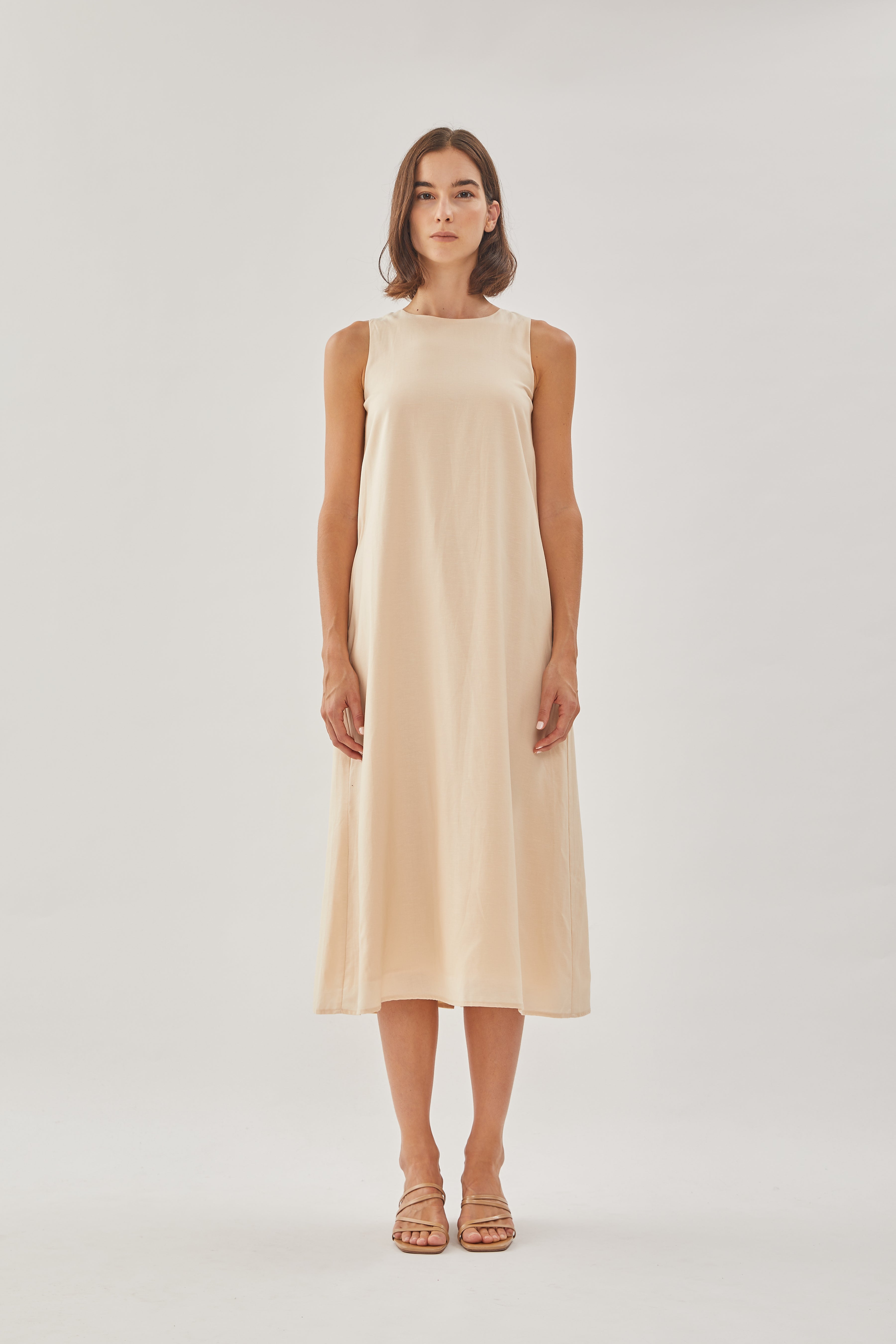Midi Shift Dress in Natural