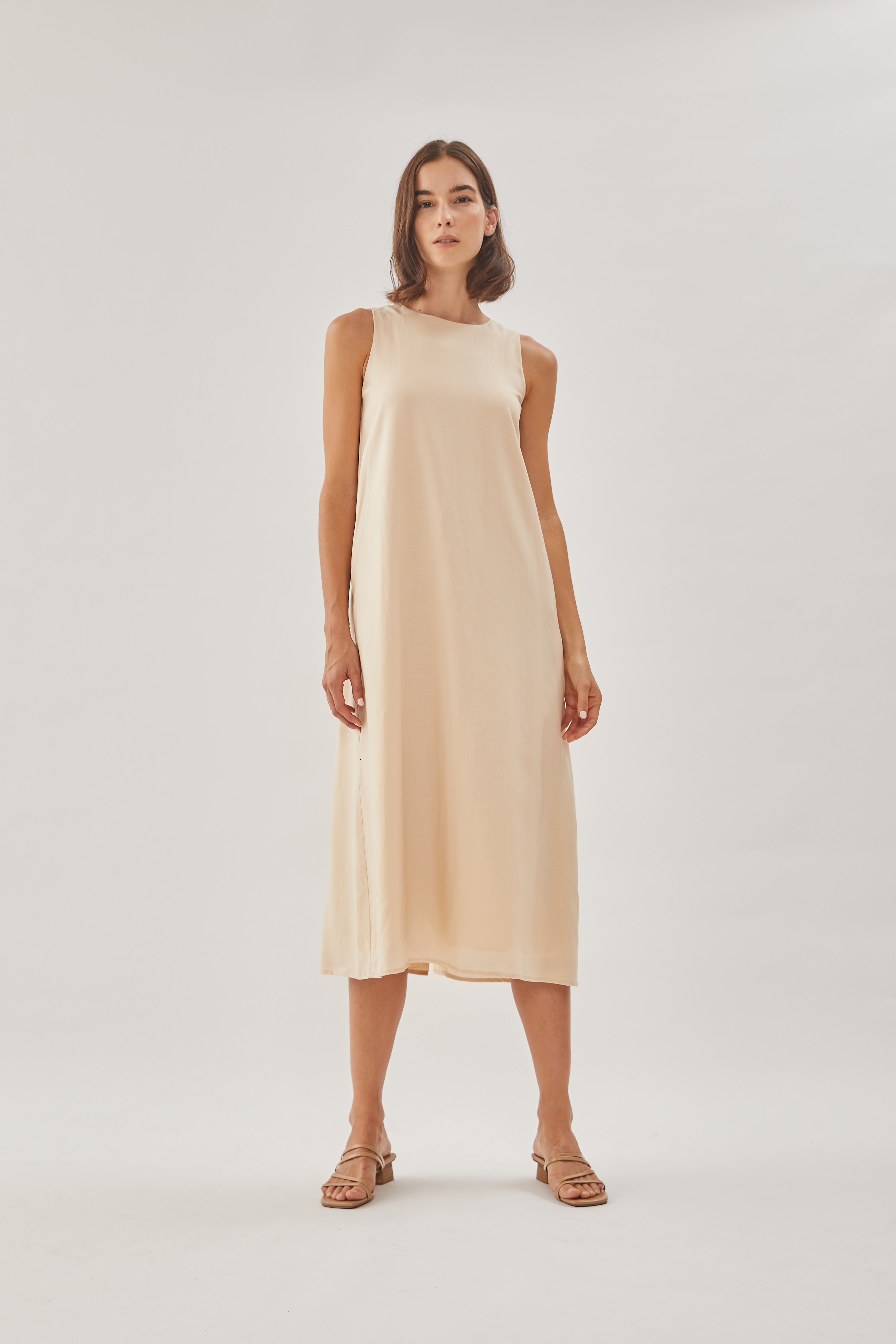 Midi Shift Dress in Natural
