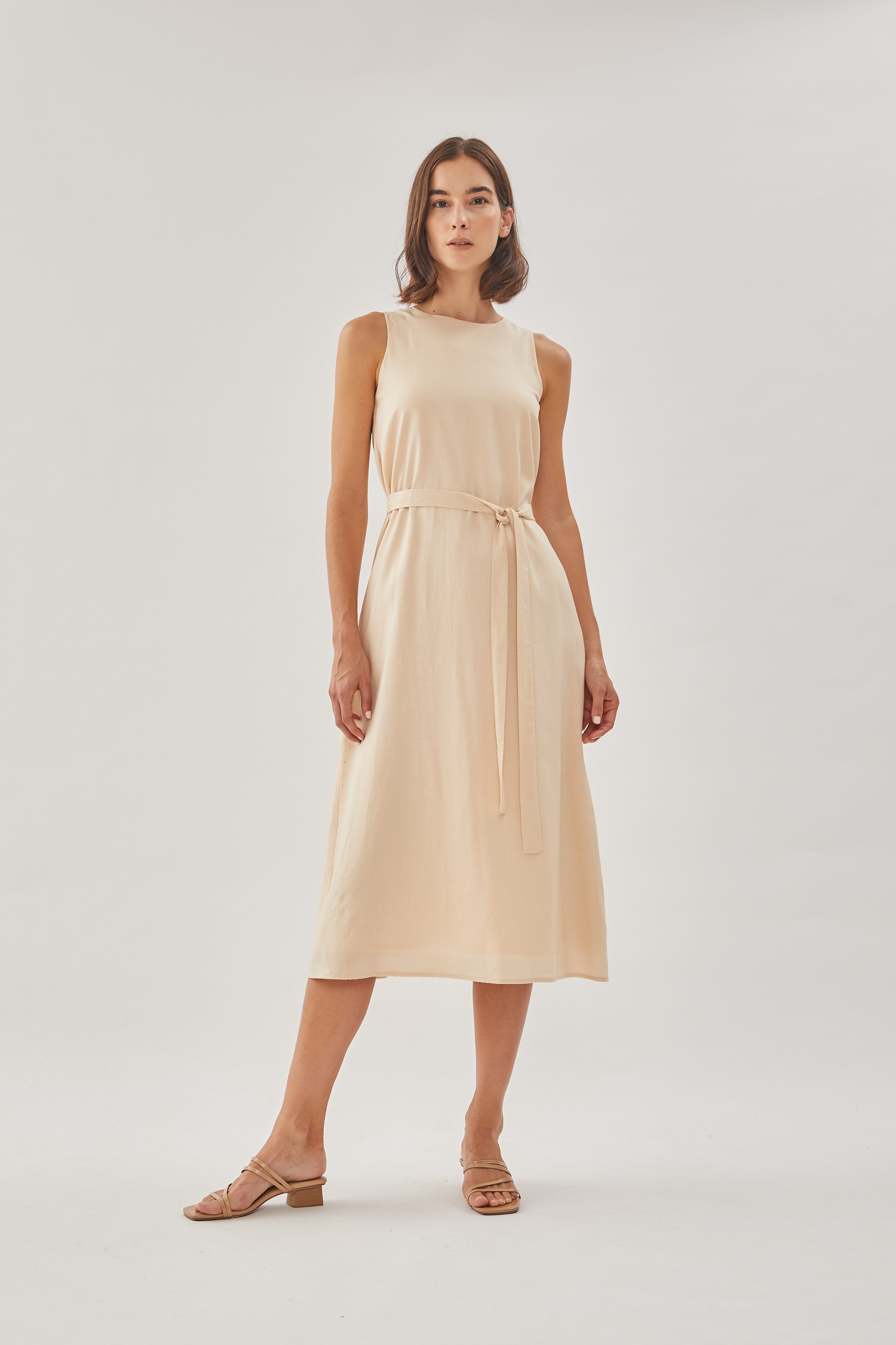 Midi Shift Dress in Natural