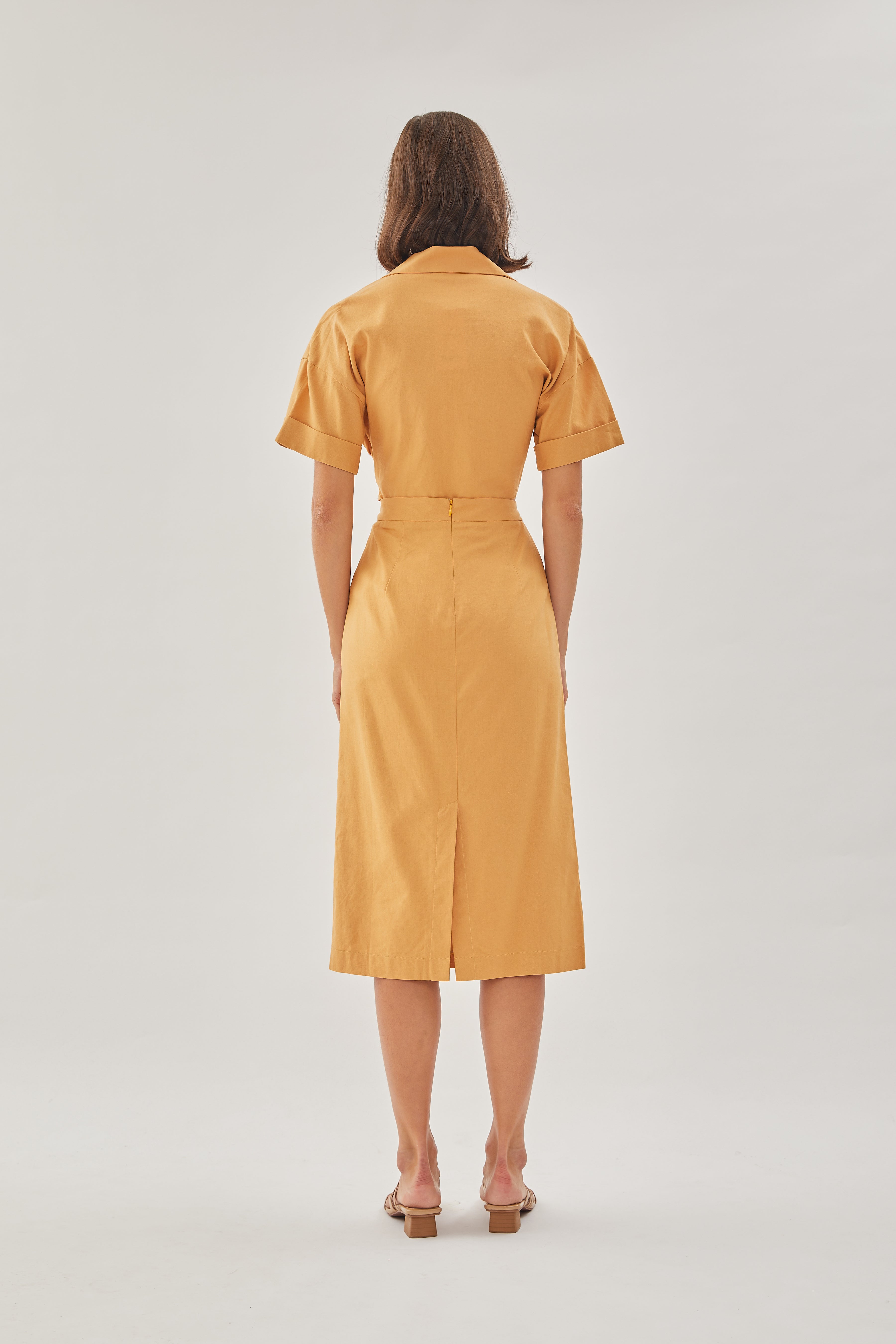 Linen Straight Skirt in Sunset