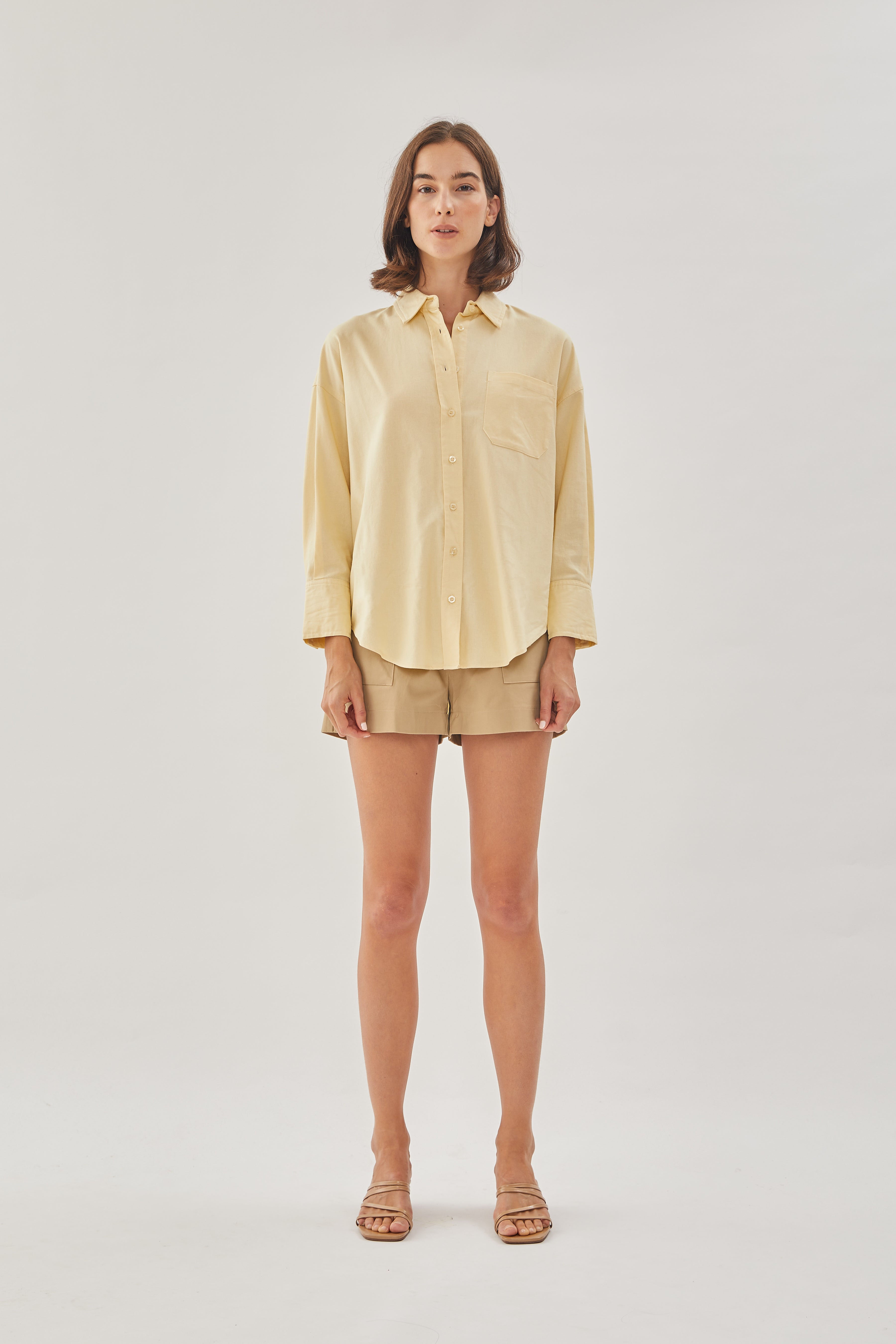 Classic Linen Shirt in Soft Yellow