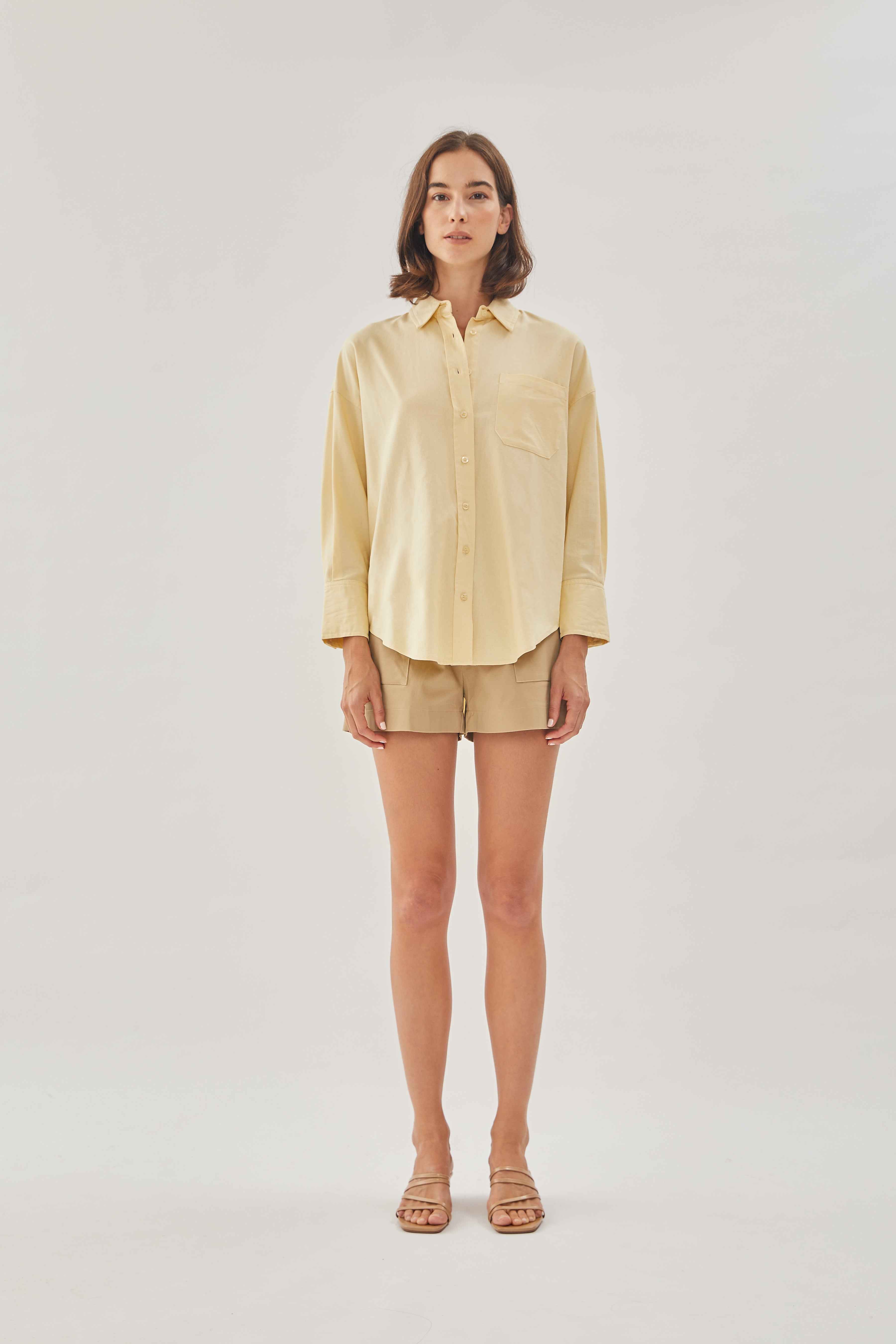 Classic Linen Shirt in Soft Yellow