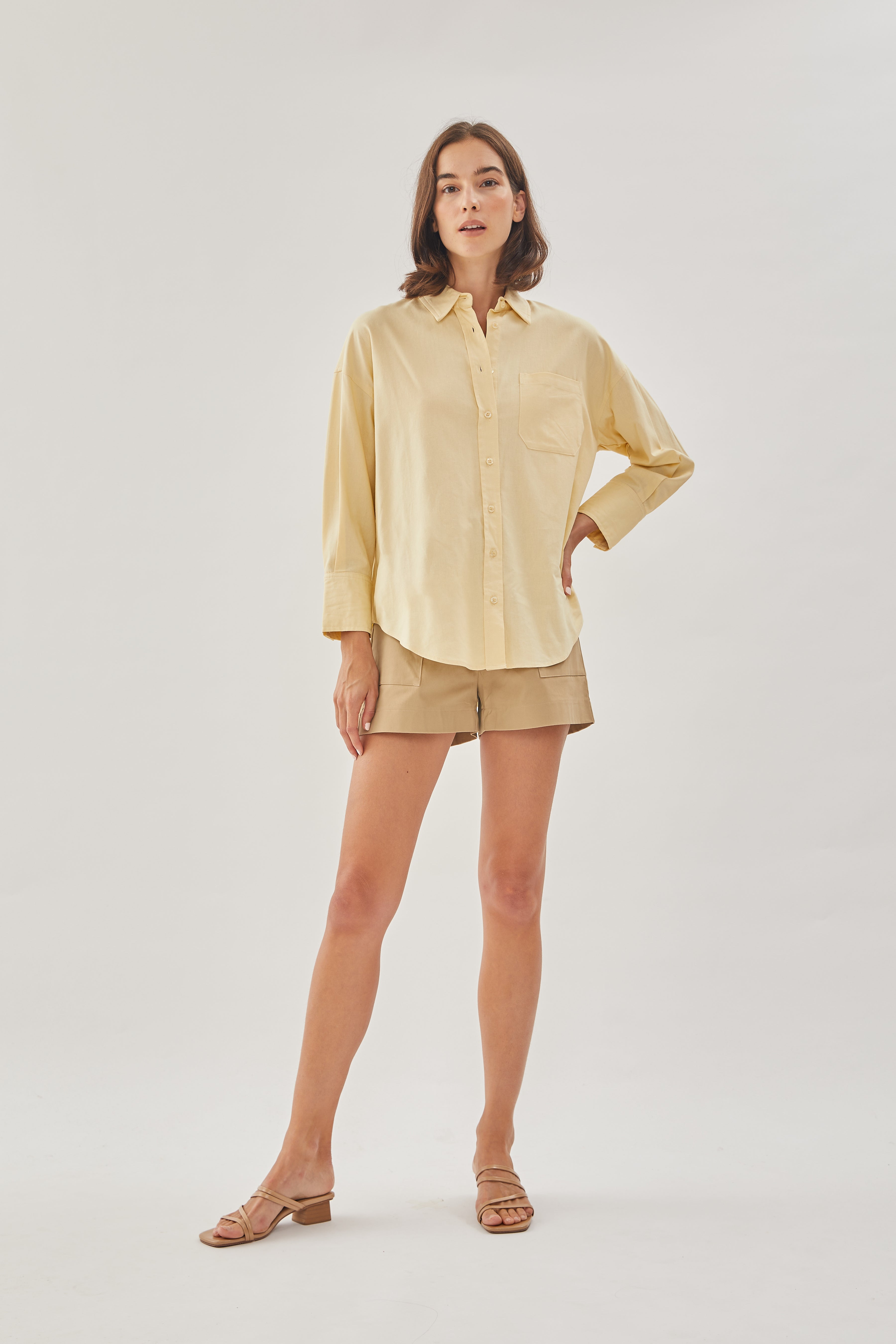 Classic Linen Shirt in Soft Yellow