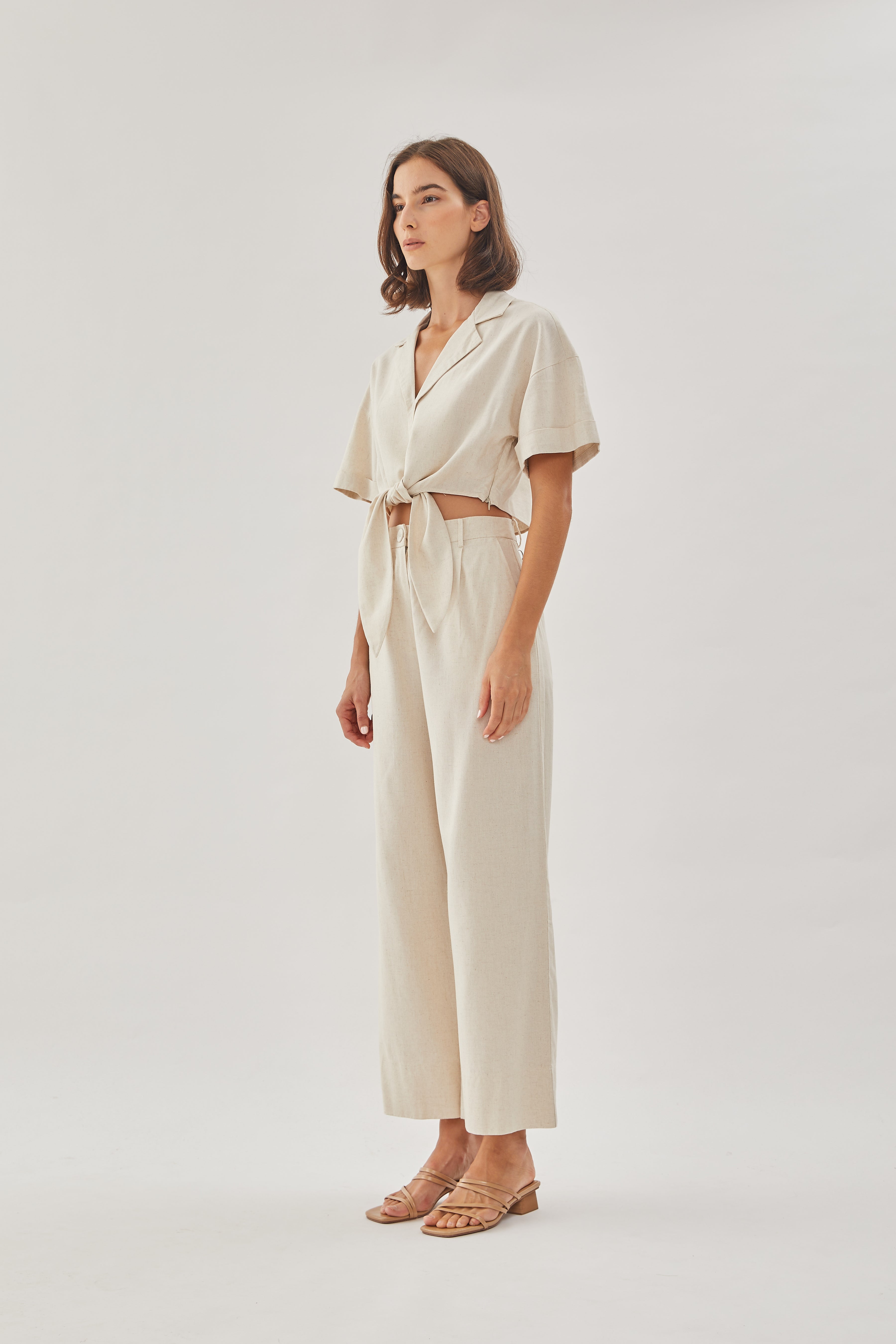 Linen Straight Pants in Natural