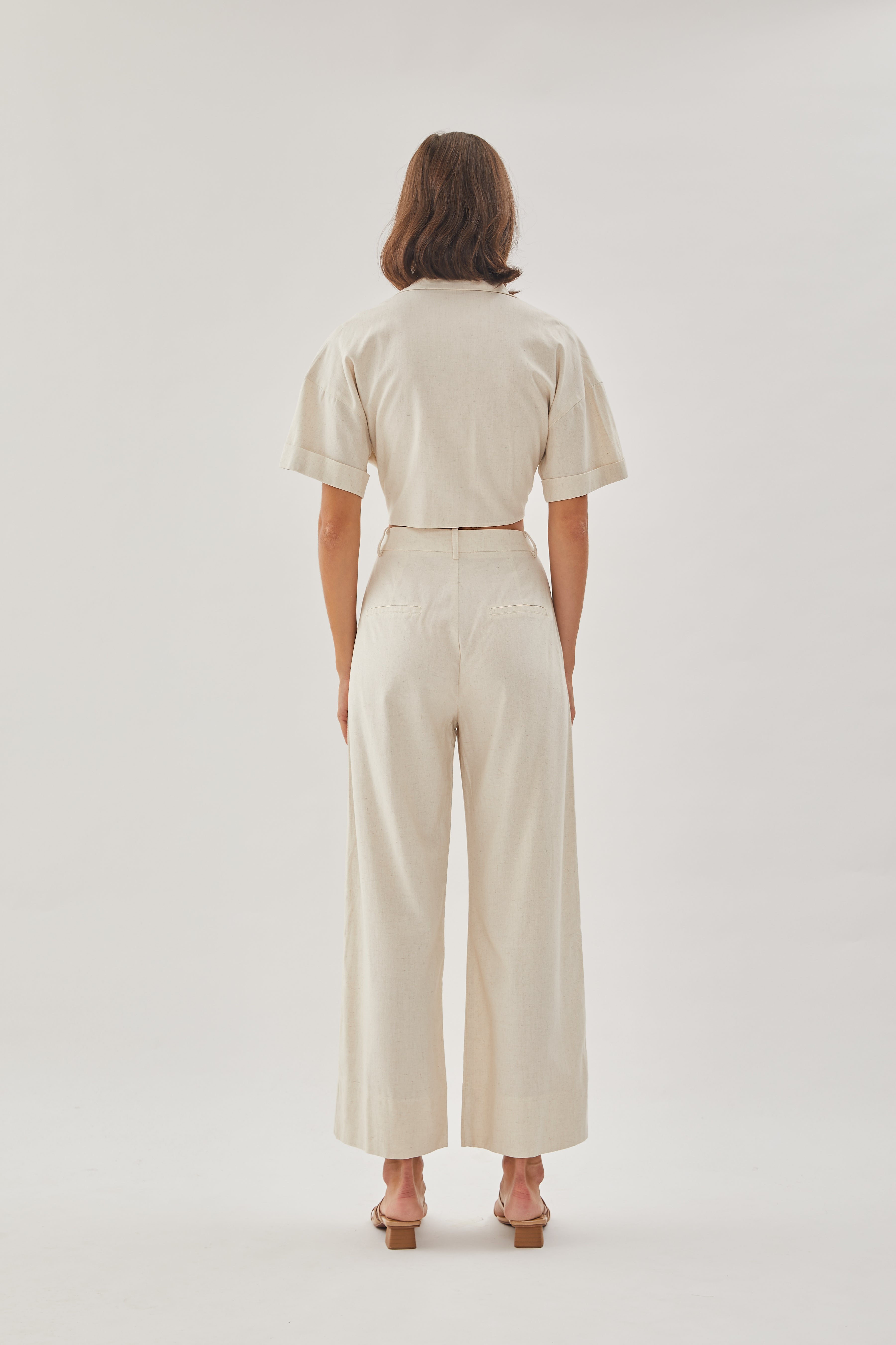 Linen Straight Pants in Natural