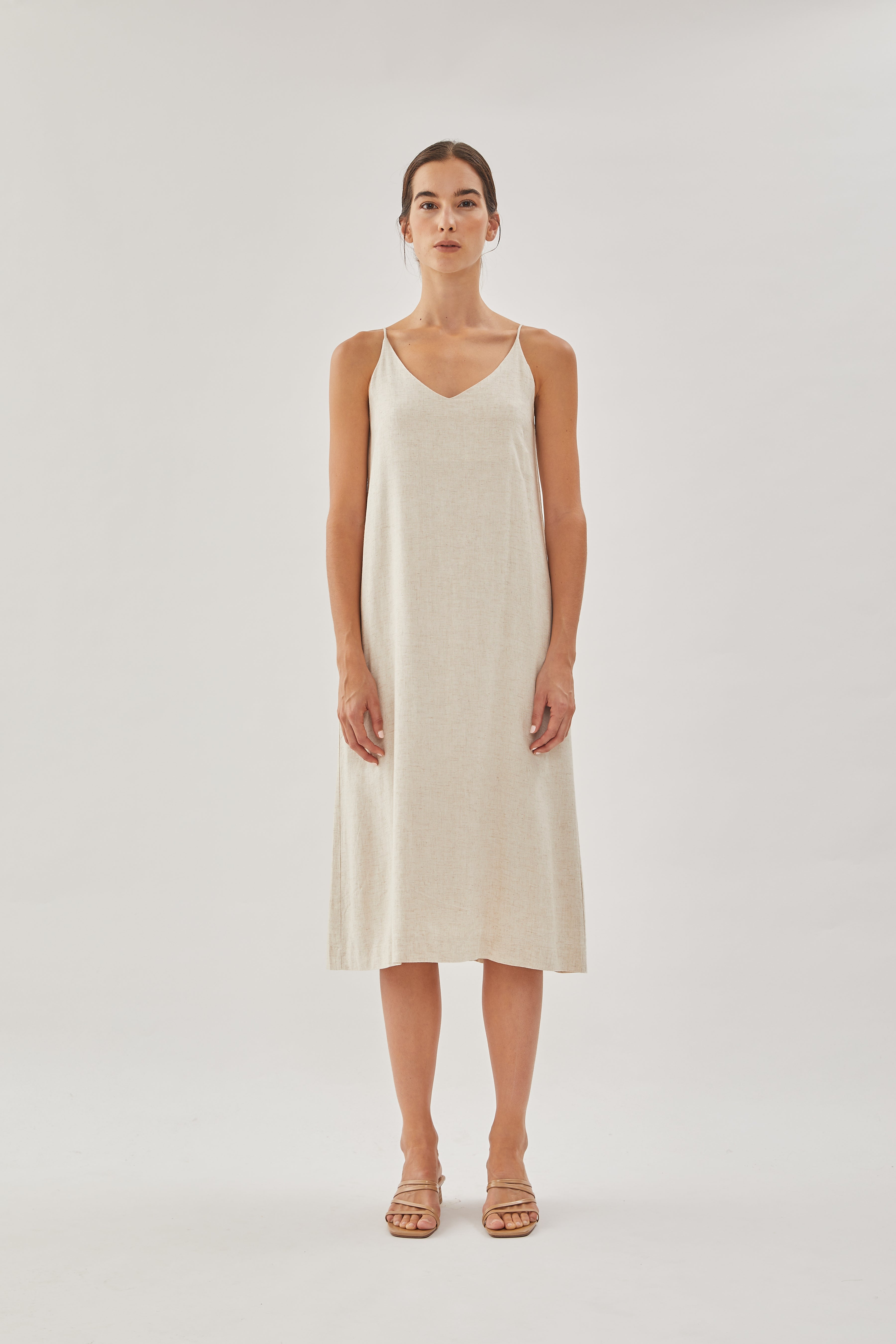 STUDIOS Linen Slip Dress in Natural