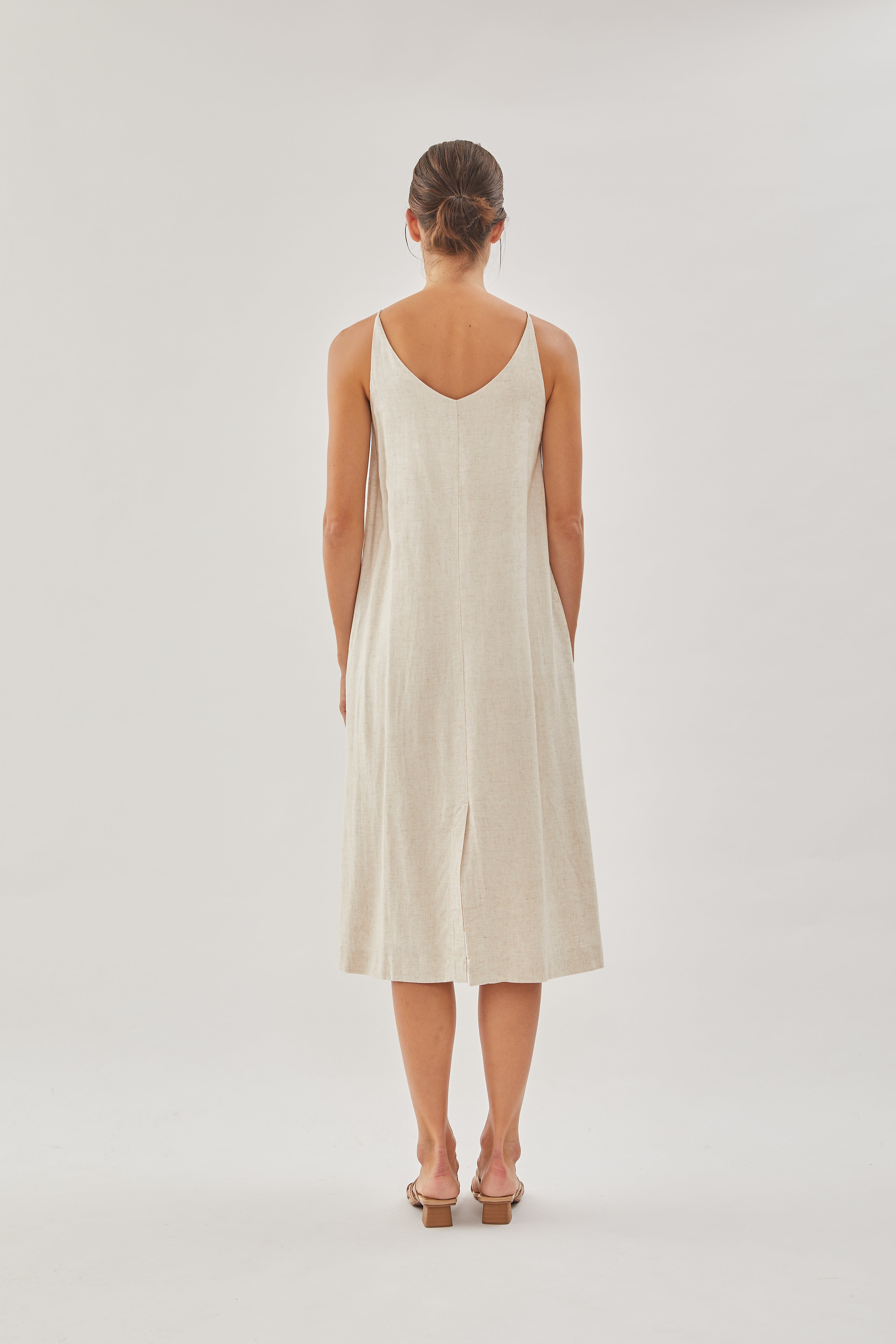 STUDIOS Linen Slip Dress in Natural