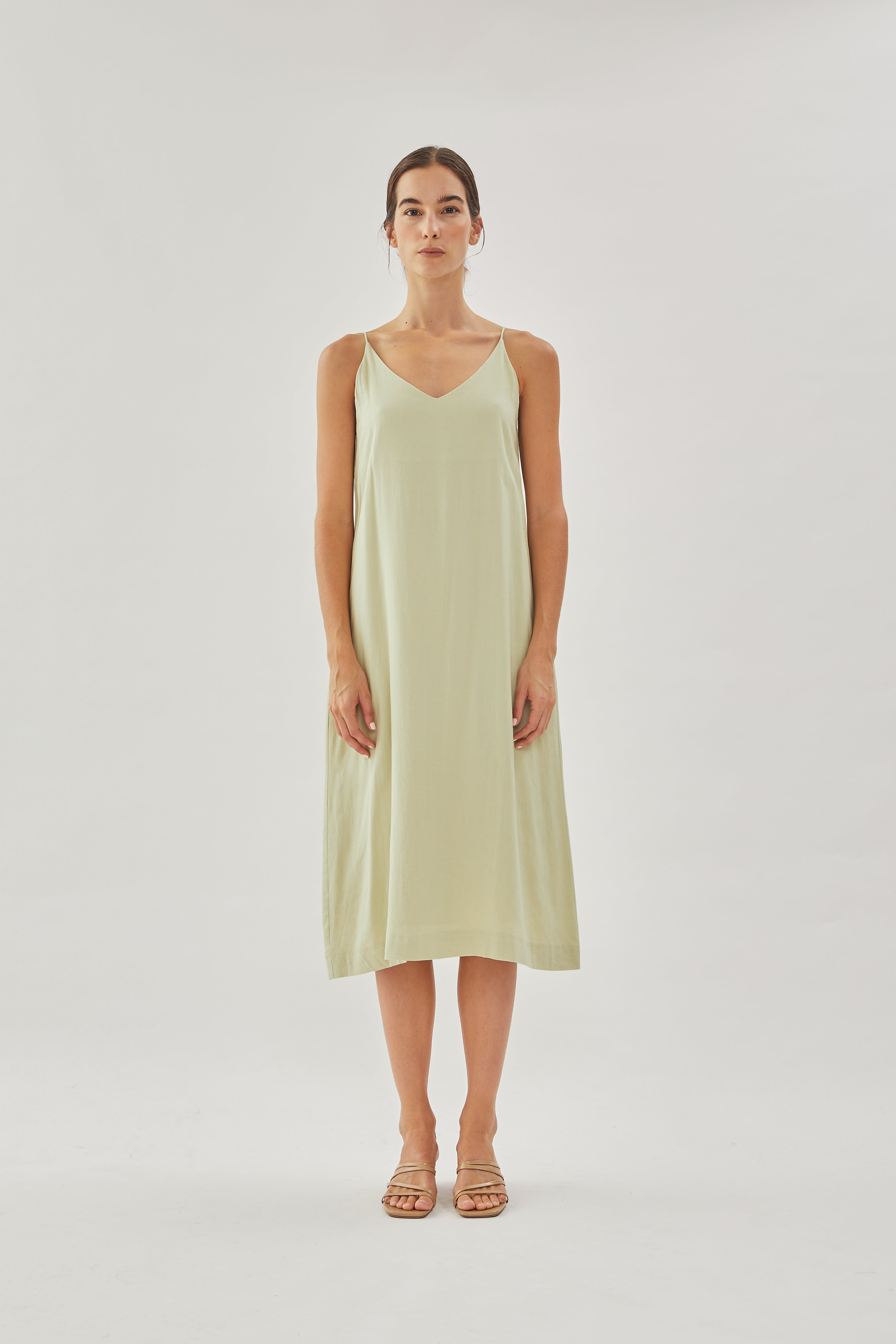 STUDIOS Linen Slip Dress in Sea Mist