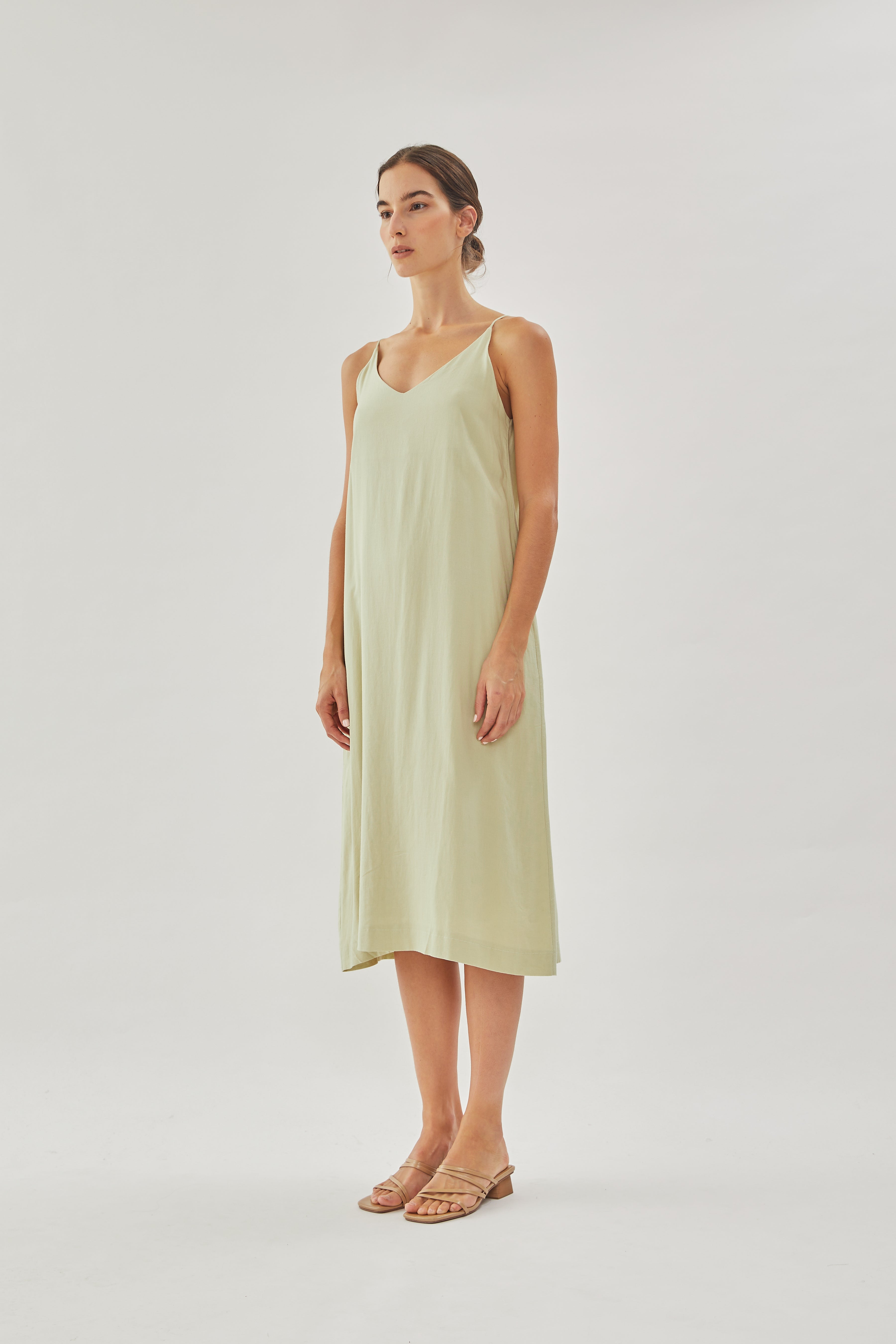 STUDIOS Linen Slip Dress in Sea Mist