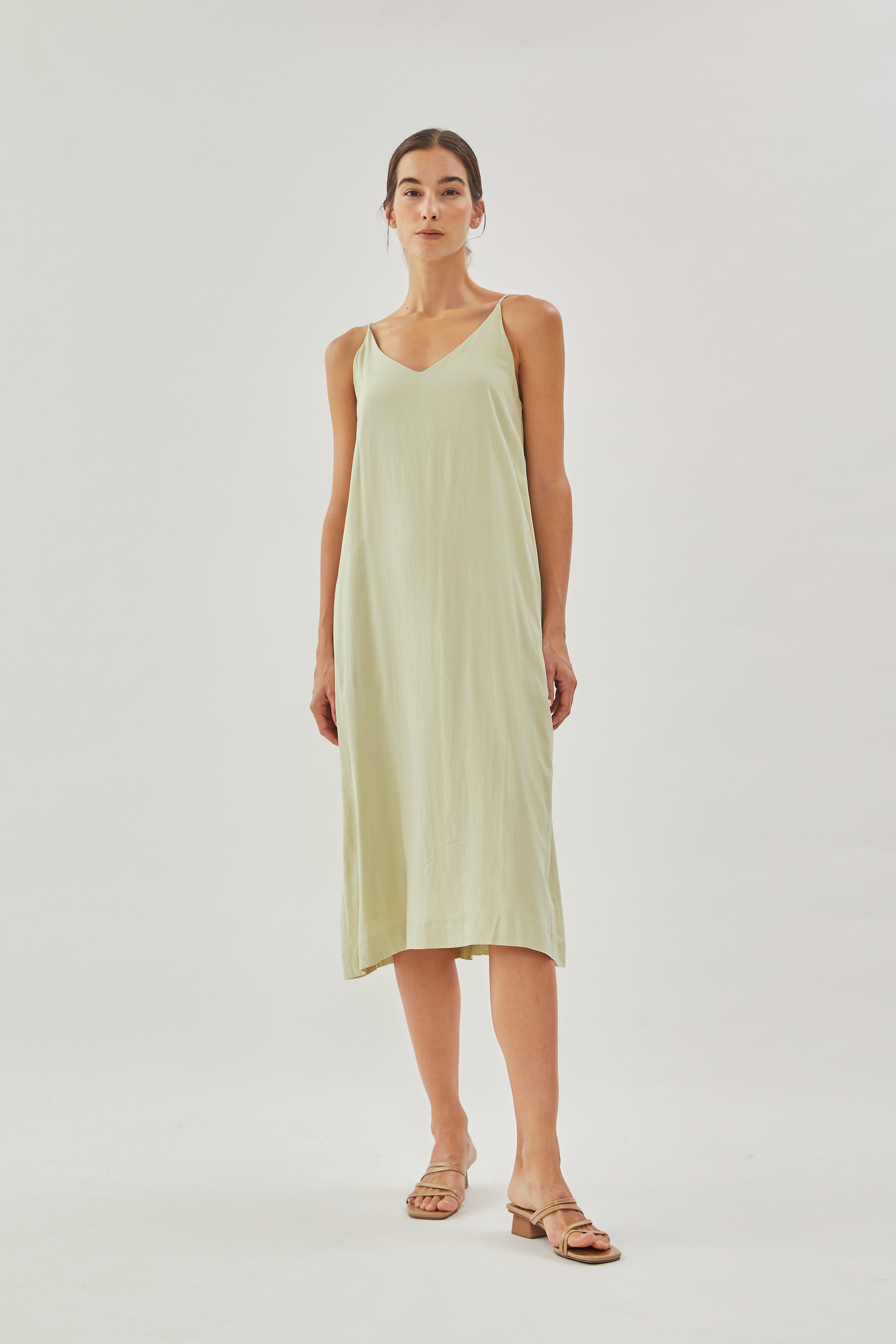 STUDIOS Linen Slip Dress in Sea Mist